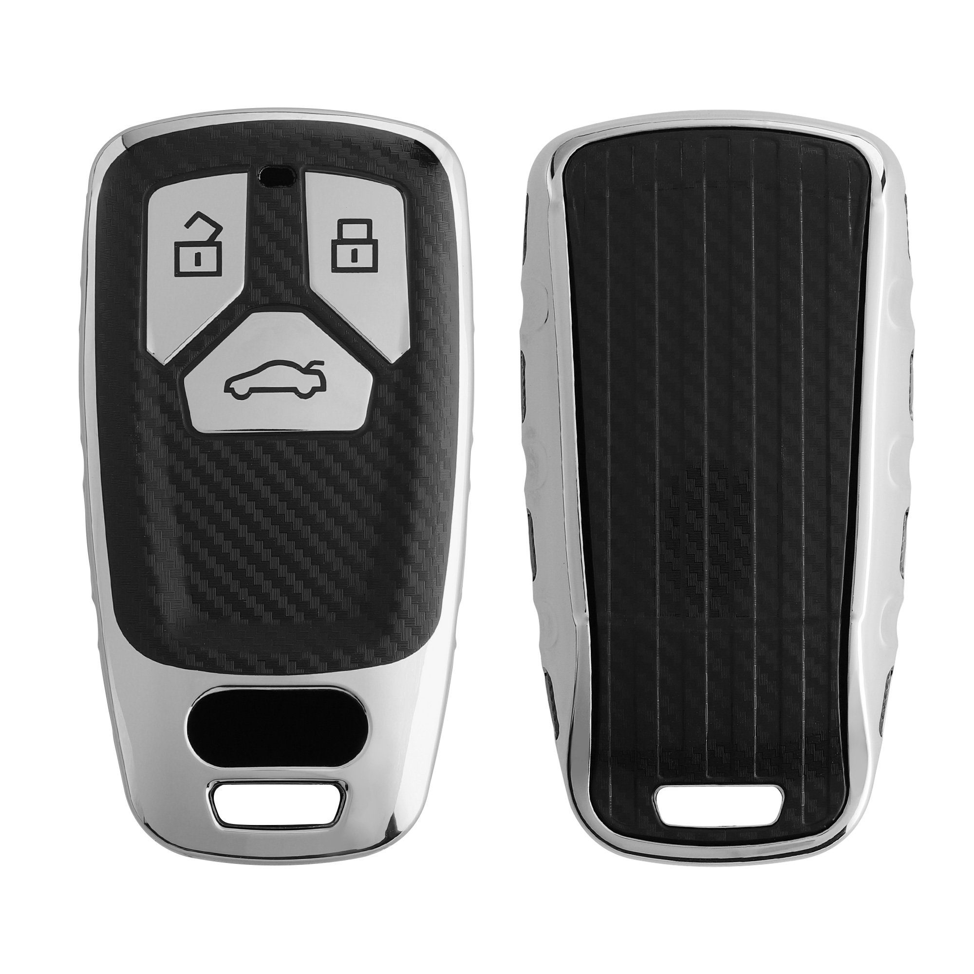 kwmobile Schlüsseltasche Hülle für Audi 3-Tasten Smartkey Autoschlüssel (nur Keyless Go), Schlüsselhülle TPU Autoschlüssel Cover