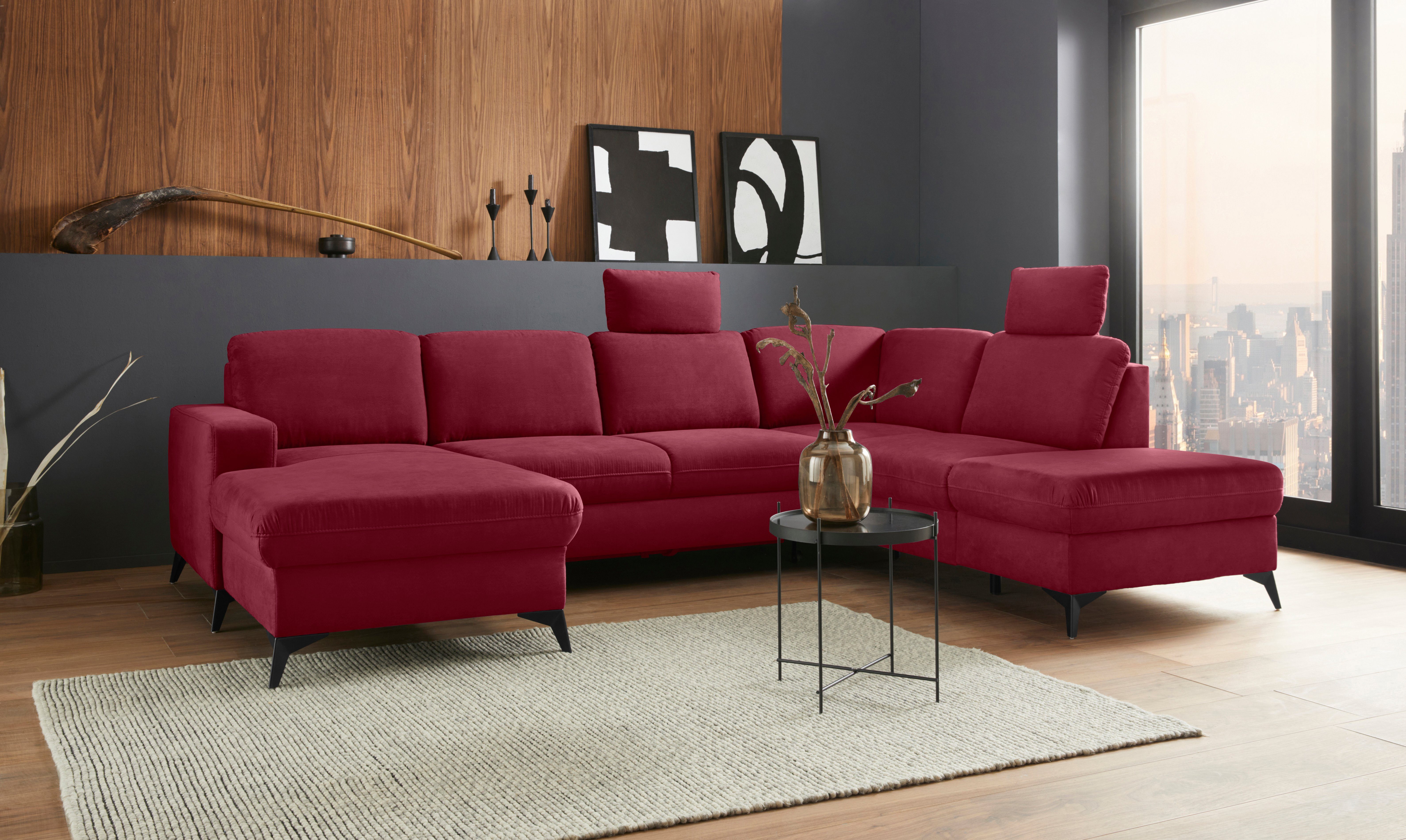 Places of Style Wohnlandschaft Lolland U-Form, Wahlweise mit Bettfunktion und Stauraum, auch mit abwischbarem Bezug