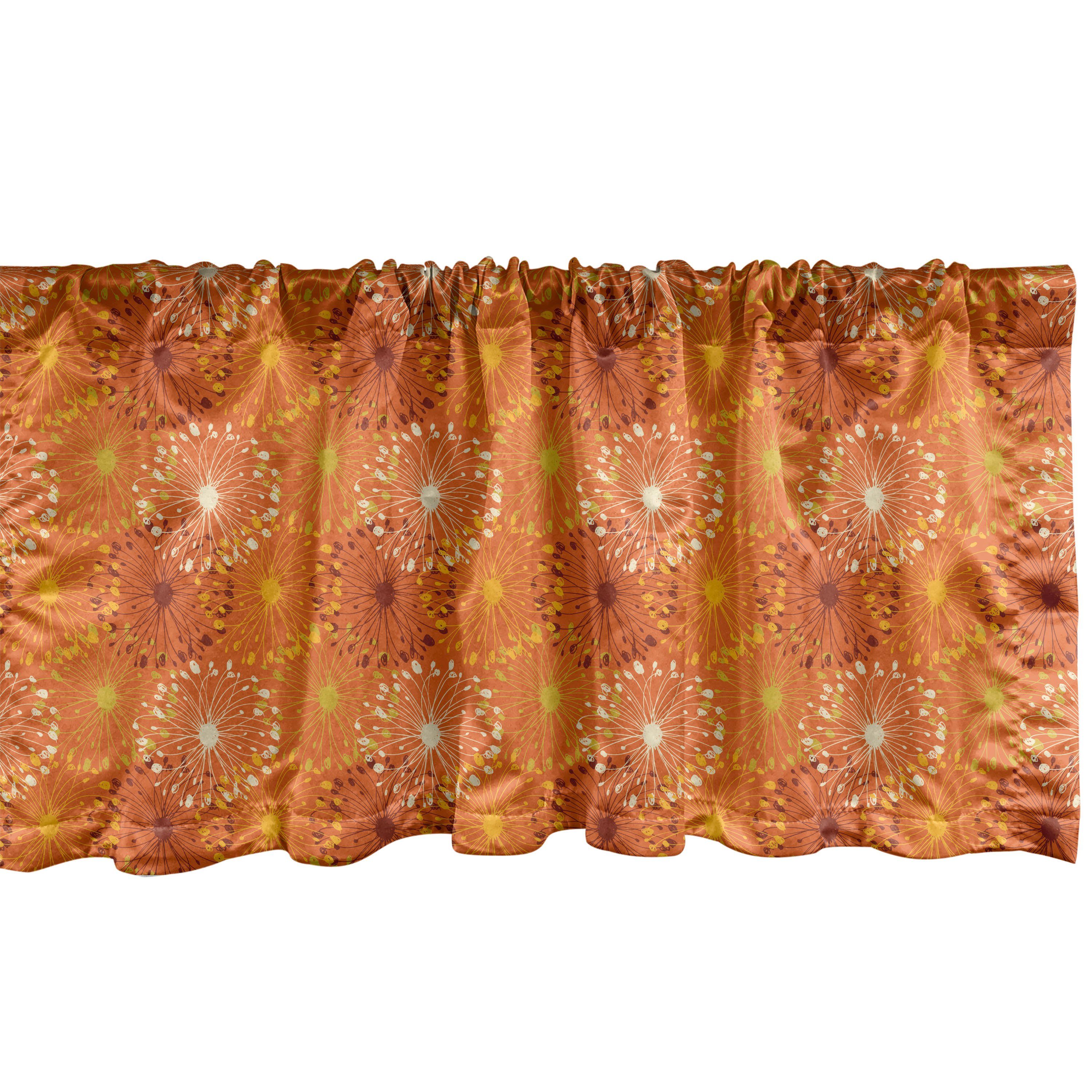 Scheibengardine Vorhang Volant für Küche Schlafzimmer Dekor mit Stangentasche, Abakuhaus, Microfaser, Orange Grunge-Radialmuster
