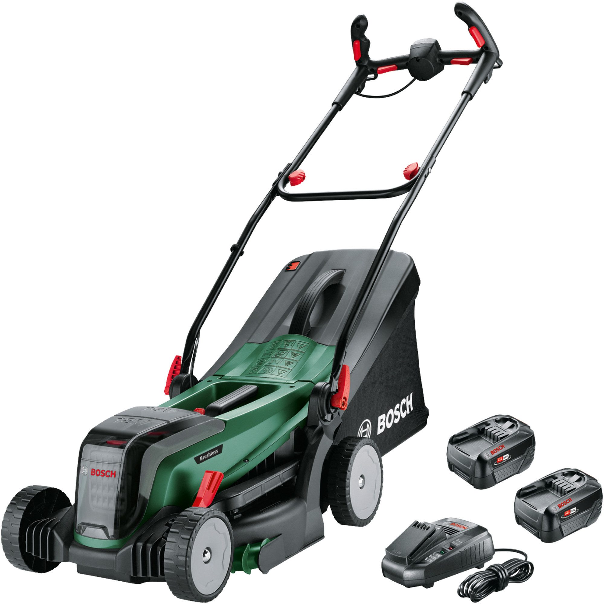Bosch Professional Akkurasenmäher Bosch Heimwerken & Garten Akku-Rasenmäher, 37 cm Schnittbreite, (2x Li-Ionen Akku 4,0Ah, POWER FOR ALL ALLIANCE) – Bild 2 von 5