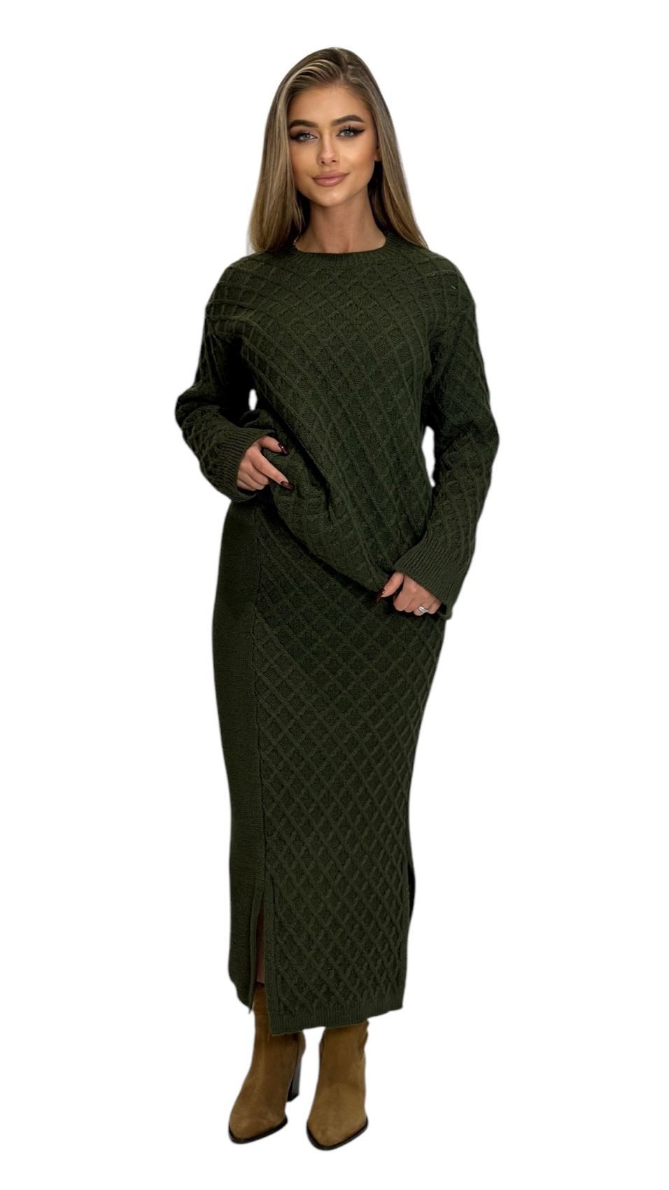 Mississhop Strickkleid Strickset Strickanzug Rock Pullover Damen M.394