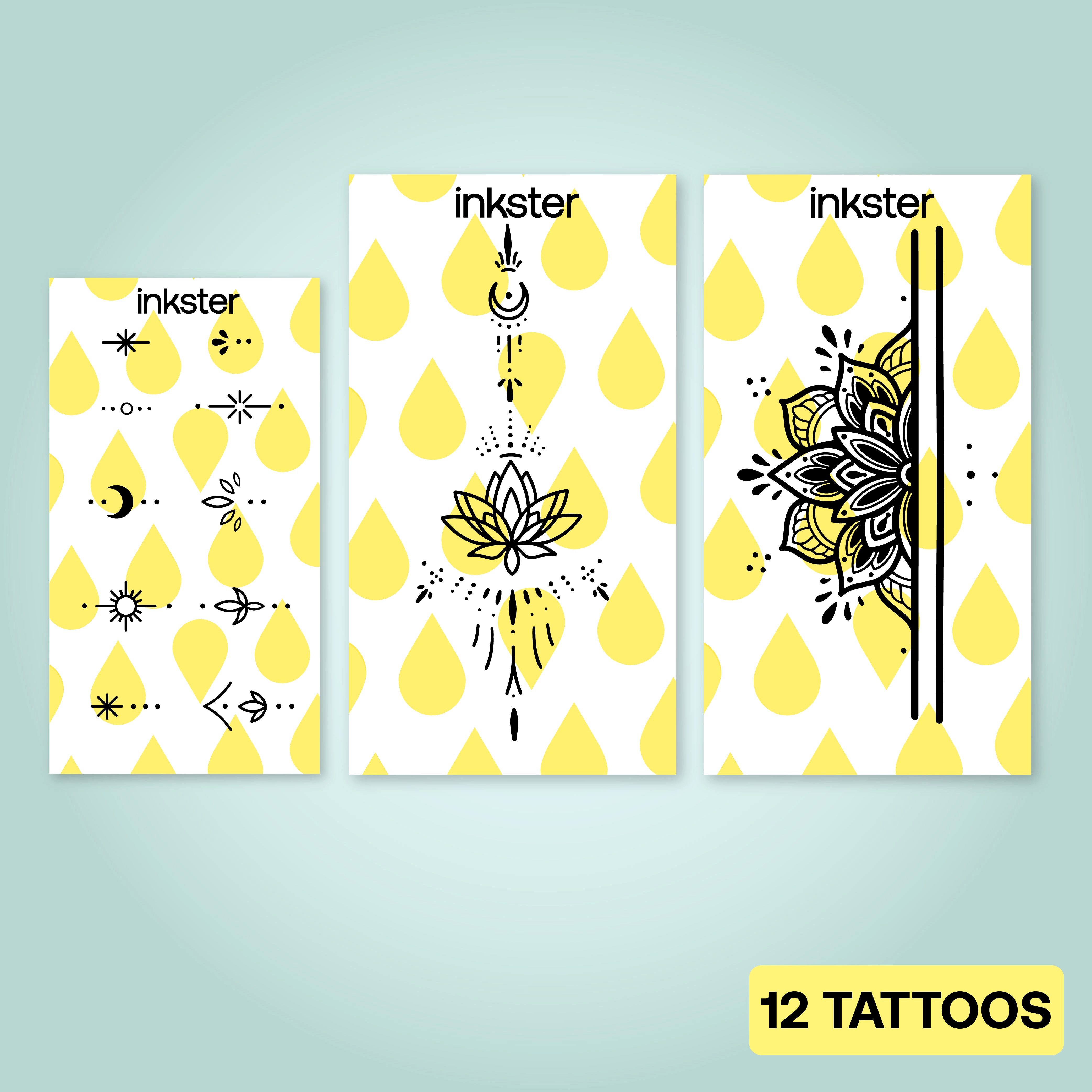Inkster Schmuck-Tattoo Ornament Tattoo Bundle, wasserfestes temporäres Tattoo, 2 Wochen Halt