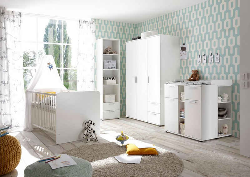 Begabino Babyzimmer-Komplettset Bibo, (Set, 3-St., Bett, Wickelkommode, Schrank), Bett + Wickelkommode + 3-trg. Schrank