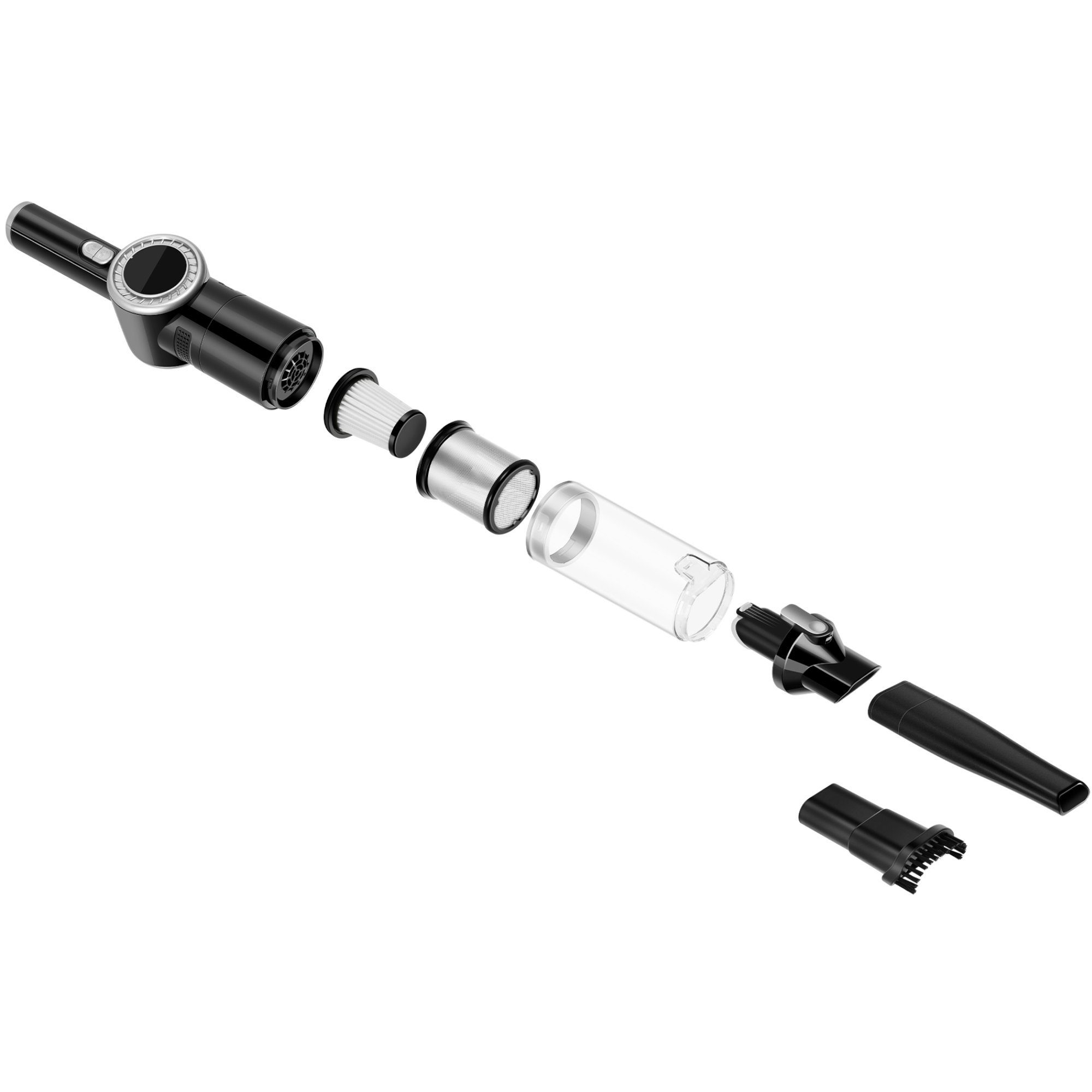 TurboTronic by Z-Line Handstaubsauger 15 kpa, 26 Min. Laufzeit, ultra-Leichtgewicht Boden Staubsauger, 90 W, beutellos, kabelloser Sofa Couch Tisch Handsauger mit Ladestation