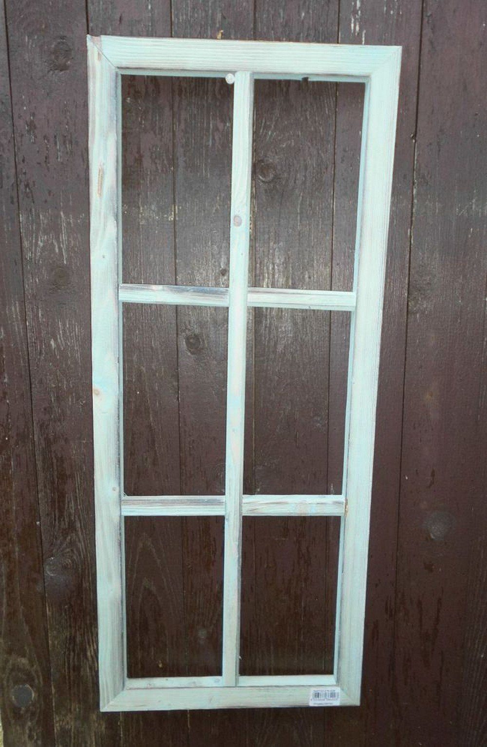 Deko-Impression Wanddekoobjekt Fenster Sprossenfenster Bilderrahmen Dekorahmen Holz türkis 76 x 32 cm (1 St)