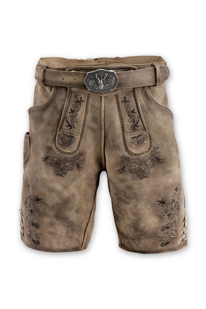 Maddox Trachtenlederhose Lederhose Herren kurz - ALTREI - sand