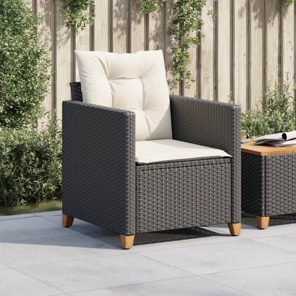 vidaXL Gartenstuhl Gartensessel mit Kissen Schwarz günstig online kaufen