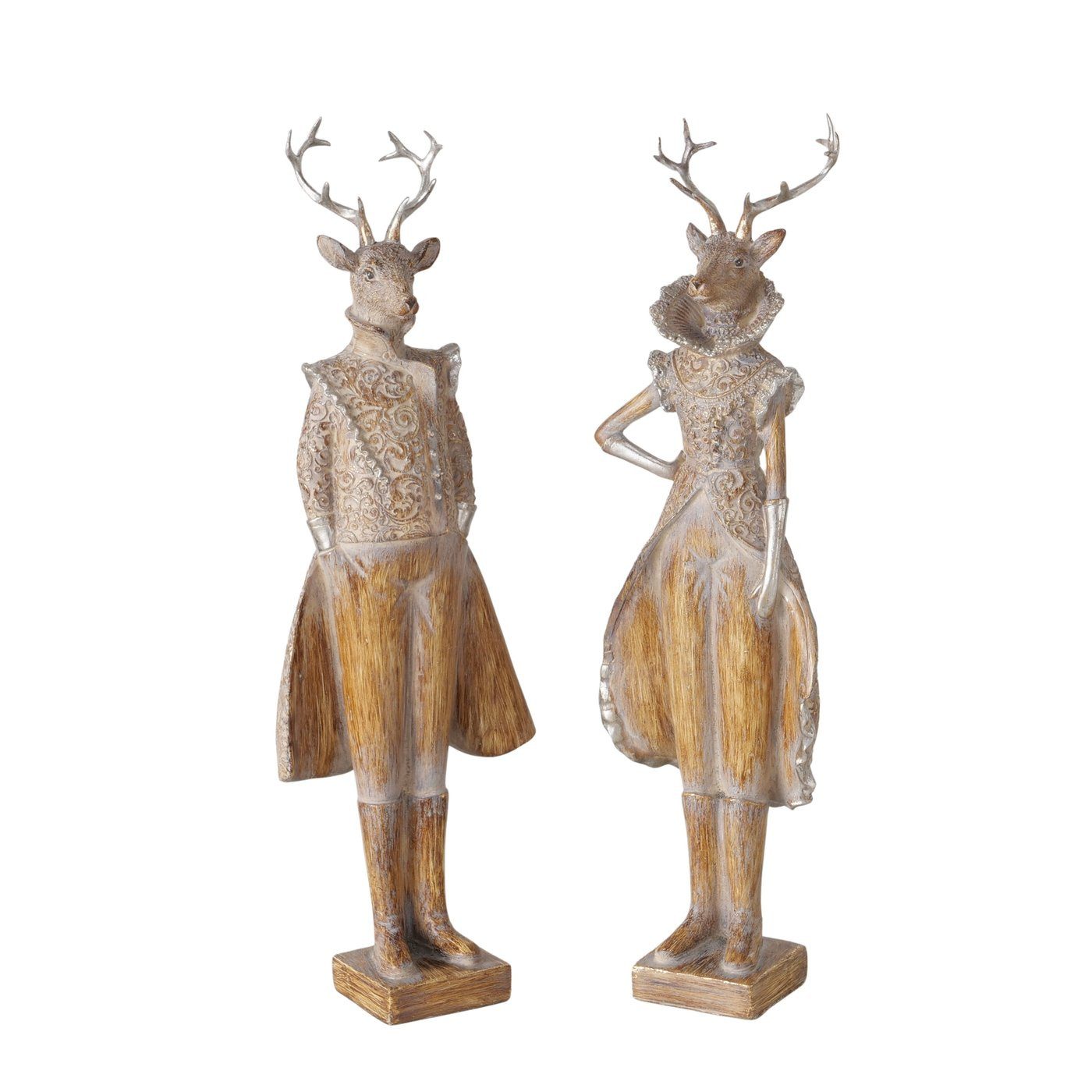 MF Weihnachtsfigur Dekofiguren Elanor Duo Hirschfigur Set Braun Kunstharz 4 günstig online kaufen