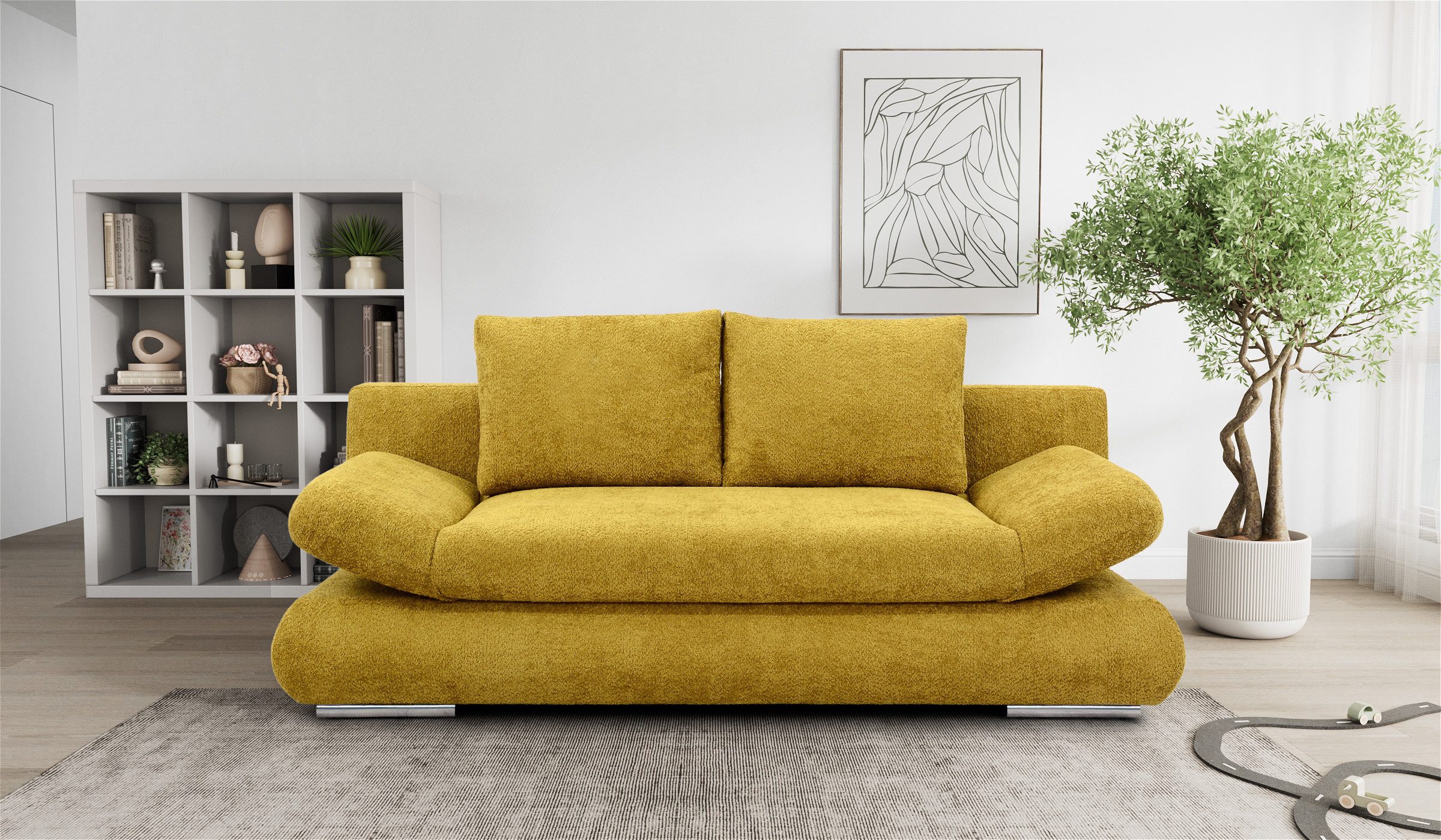 Hygger Möbelhaus Schlafsofa NEXT Schlafsofa mit Bettfunktion, Bettkasten & Federkern, 145 × 202 cm Liegefläche für den täglichen Schlaf, verstellbare Armlehnen, großer Bettkasten, pflegeleichter Bezug