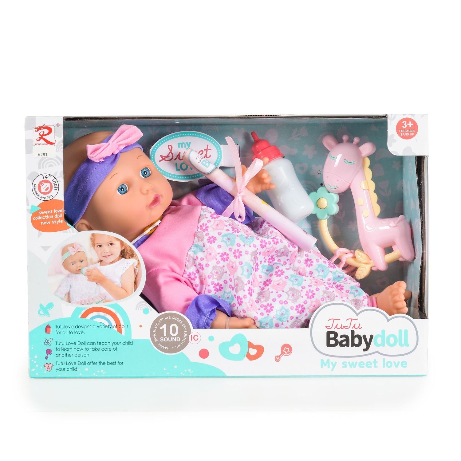 Moni Anziehpuppe Kinderpuppe 36 cm spricht, macht Geräusche Flasche Rassel günstig online kaufen