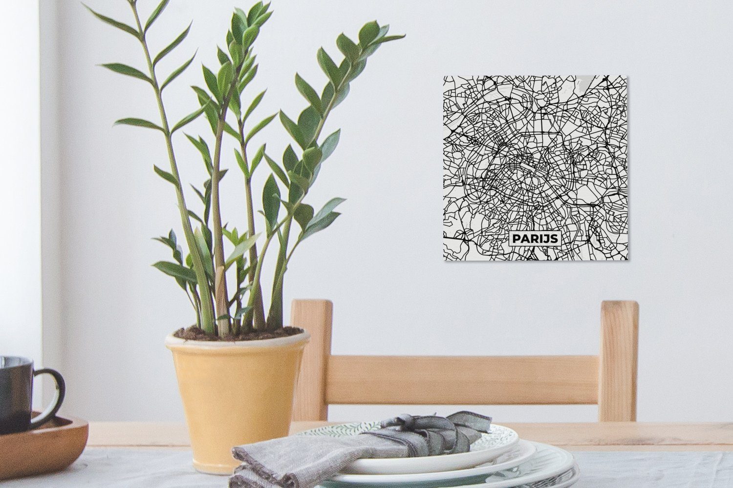 - Wohnzimmer Stadtplan und für Bilder Karte, Leinwand St), - Paris (1 Leinwandbild - Schwarz OneMillionCanvasses® weiß Schlafzimmer