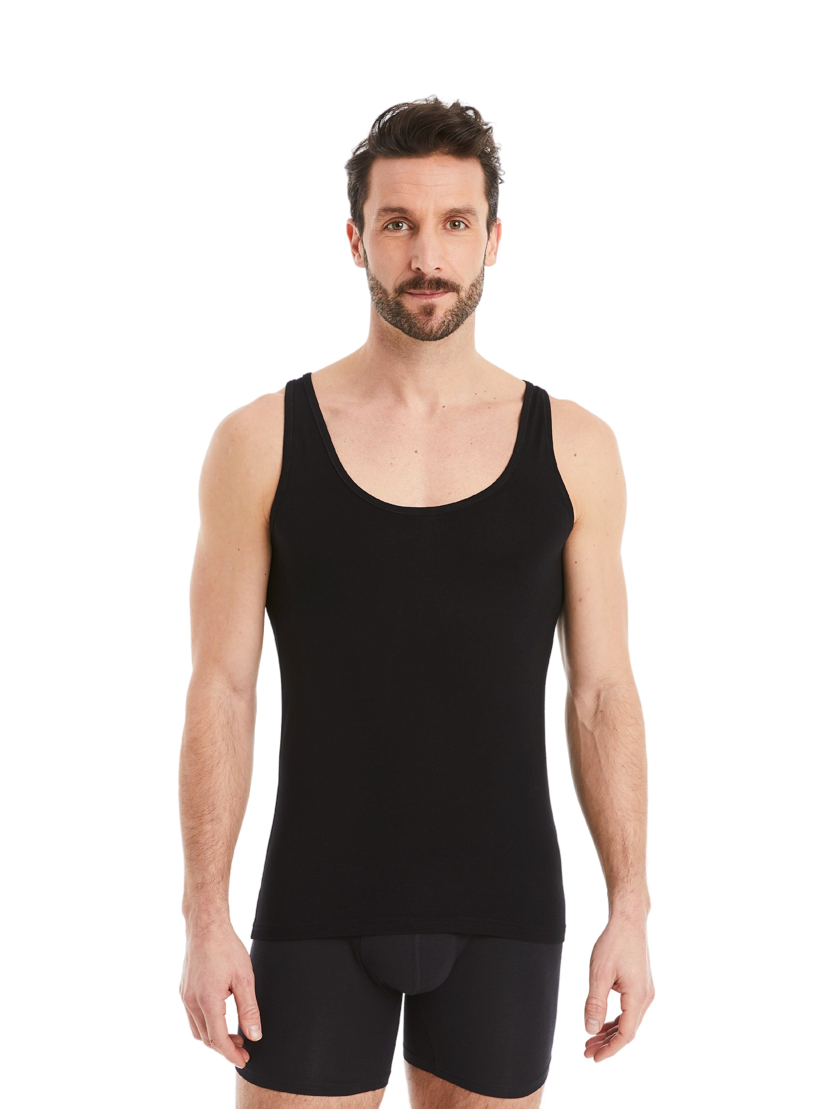 FINN Design Achselhemd Business Unterhemd Tank-Top Herren feiner Micro-Modal Stoff, maximaler Tragekomfort Schwarz