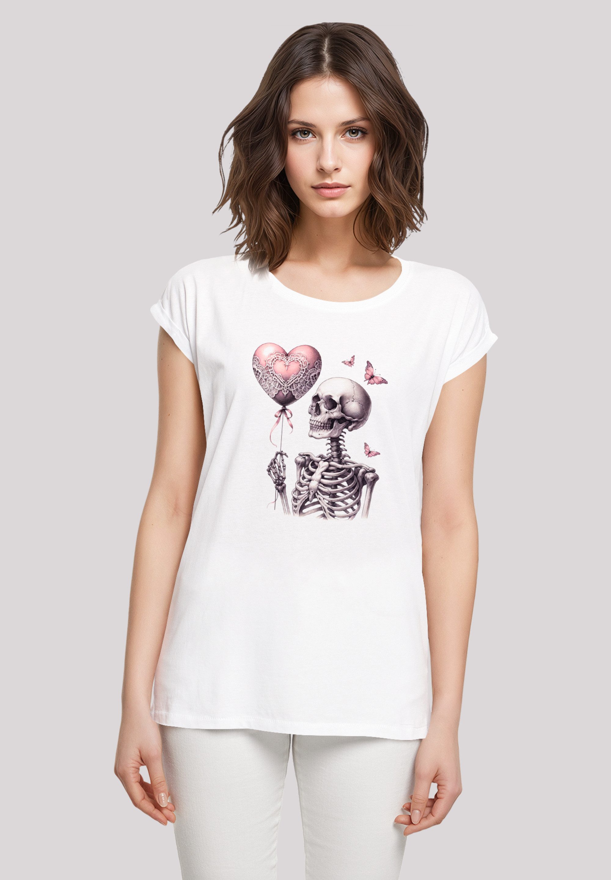 F4NT4STIC T-Shirt Skelett hält Herzballon Premium günstig online kaufen