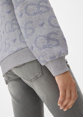 QS Sweatshirt Logo-Sweater mit Troyerkragen