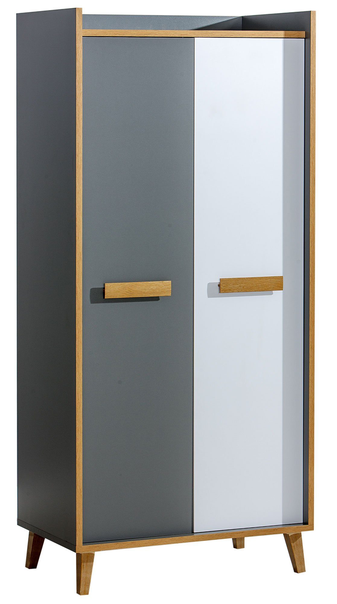 Feldmann-Wohnen Kleiderschrank Viso 90x55x195cm Eiche Riviera anthrazit weiß