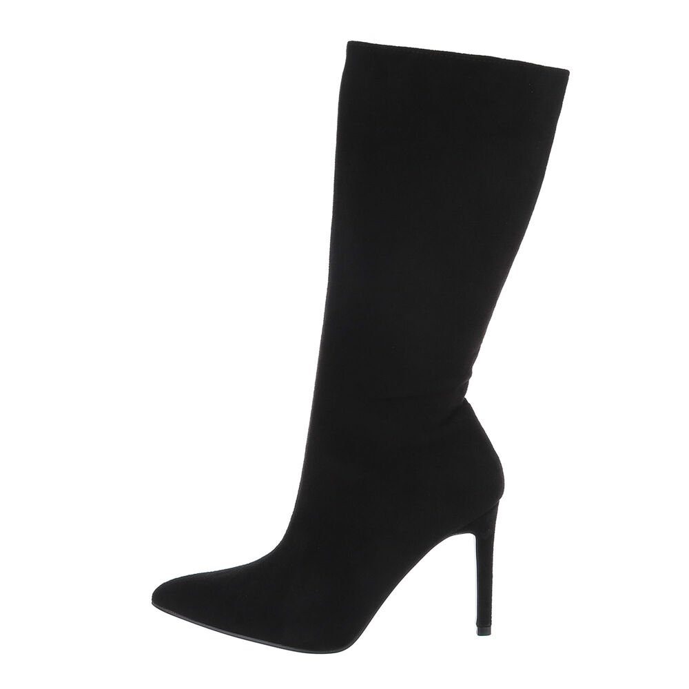 Ital-Design Damen Elegant Stiefel Schwarz High-Heel-Stiefel Pfennig-/Stilettoabsatz High-Heel in