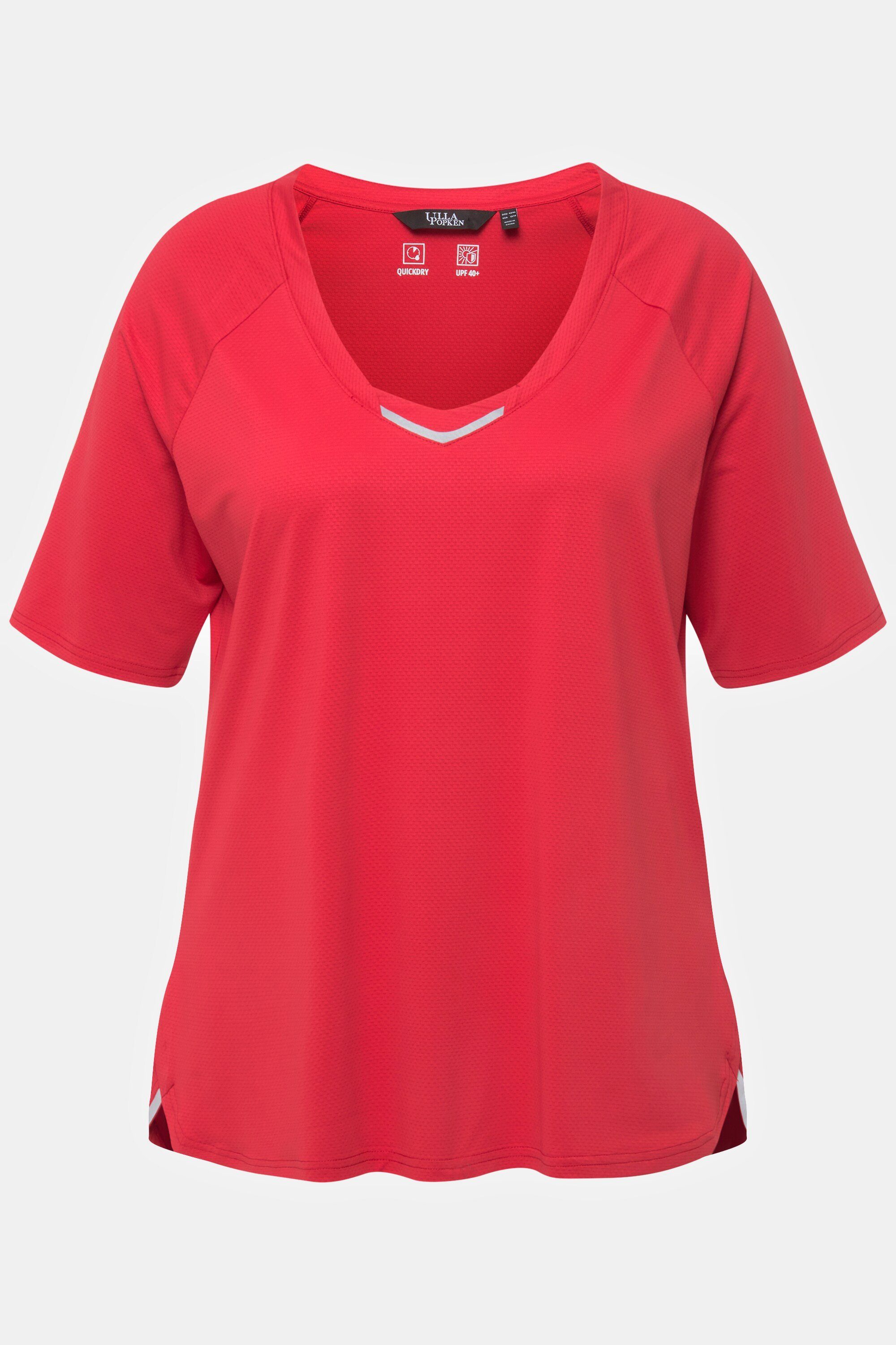 Popken Ulla Halbarm helle UV-Schutz T-Shirt erdbeere V-Ausschnitt Rundhalsshirt 40+