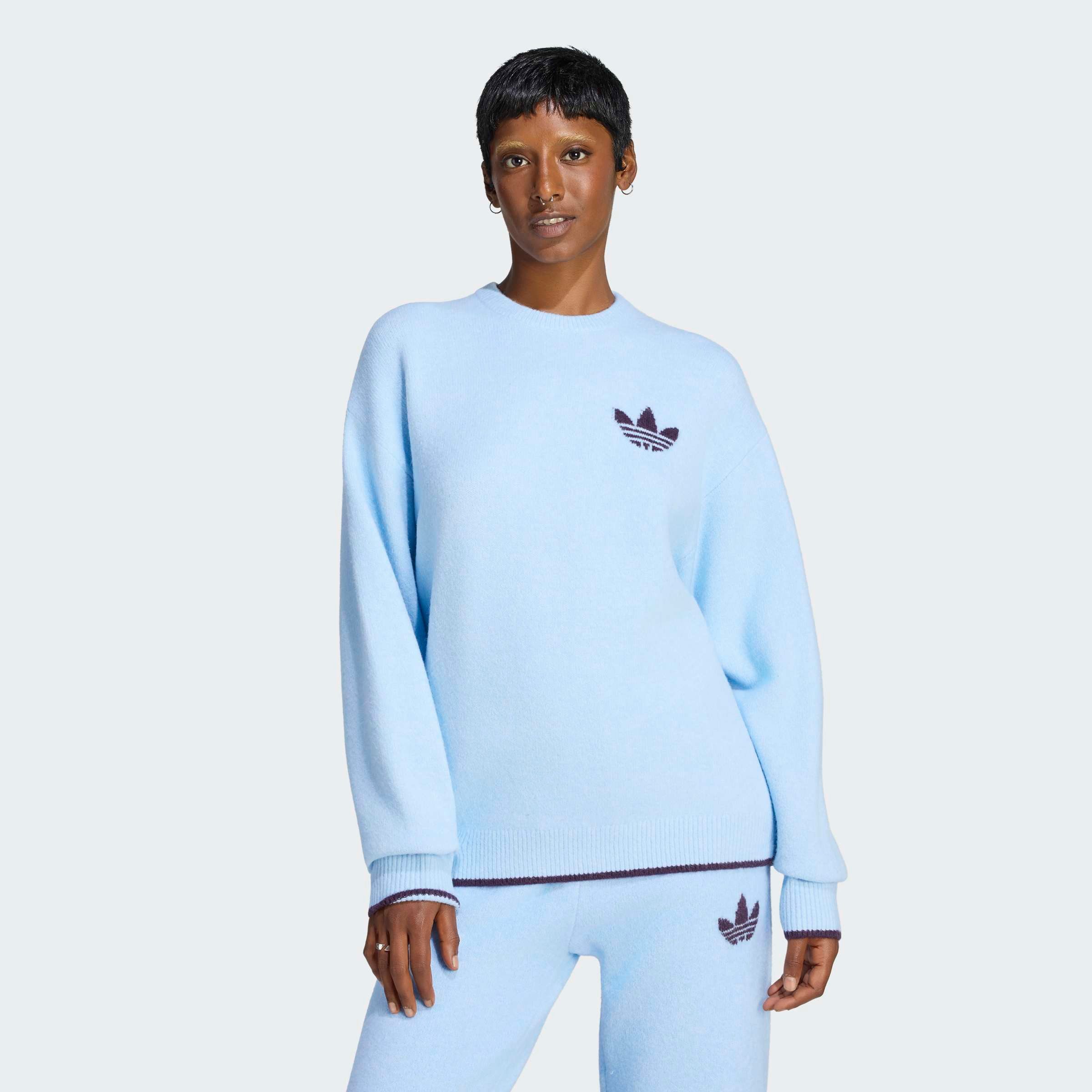 adidas Originals Kapuzensweatshirt ESS KNIT TIPPING CREW Strickpullover, locker geschnitten