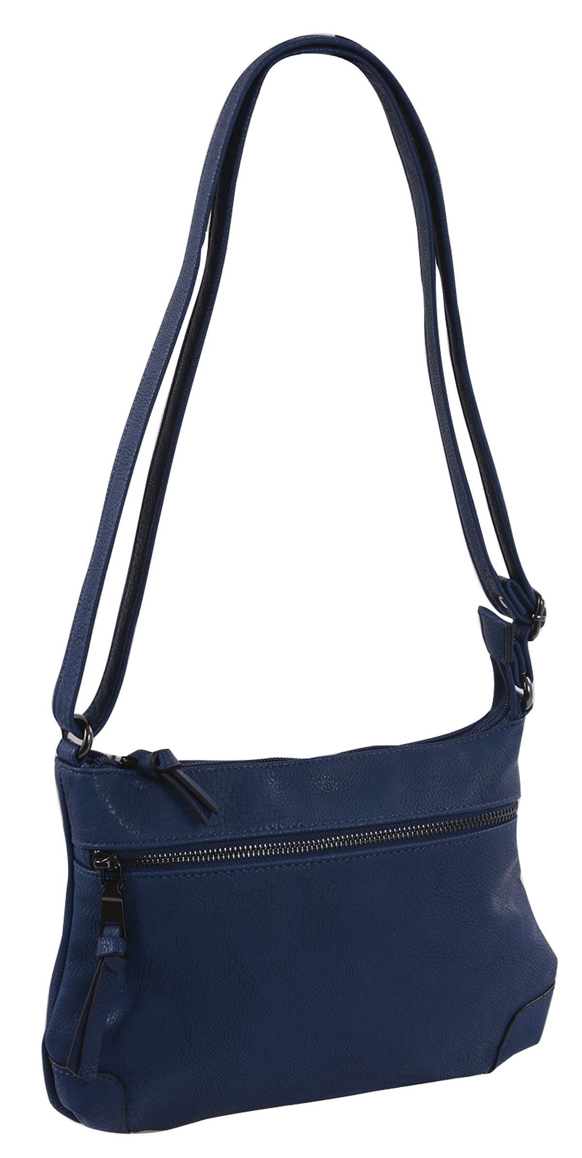 GlücksNugget Handtasche blaue flache Damenhandtasche, Kunstleder