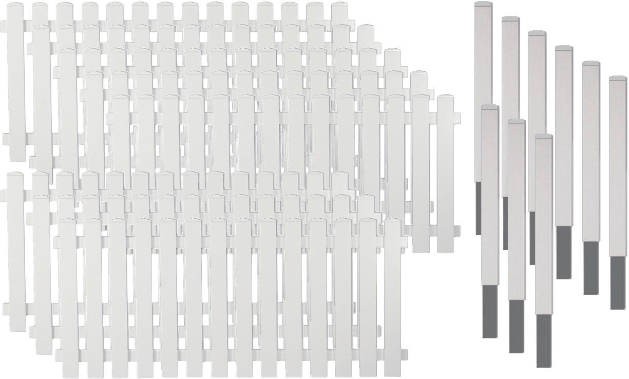 Tetzner & Jentzsch Gartenzaun Lexington 6, (Set), Kunststoff, 80 cm hoch, 8 Elemente für 15,21 m, mit 9 Alu-Pfosten