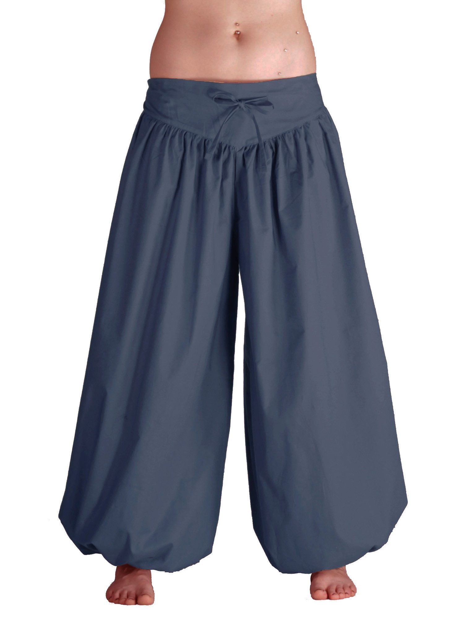Leucht-Welten Pumphose Ballonhose, weite Pumphose aus Baumwolle für Damen Blau weit geschnitten