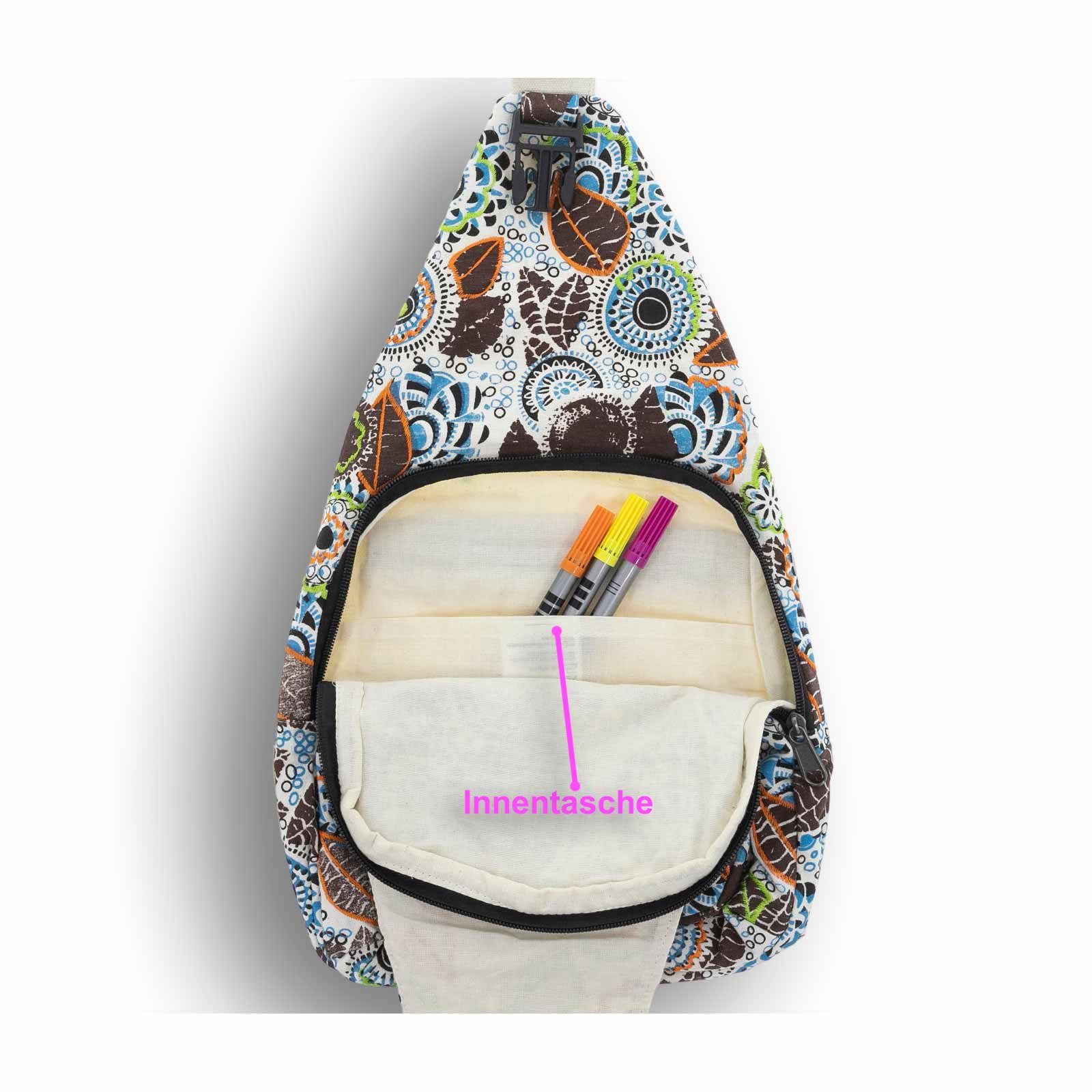Hippie Bag Sling crossbody M UND Rucksack Bodybag MAGIE Umhängetasche Bunt Naturfarben KUNST Schultertasche