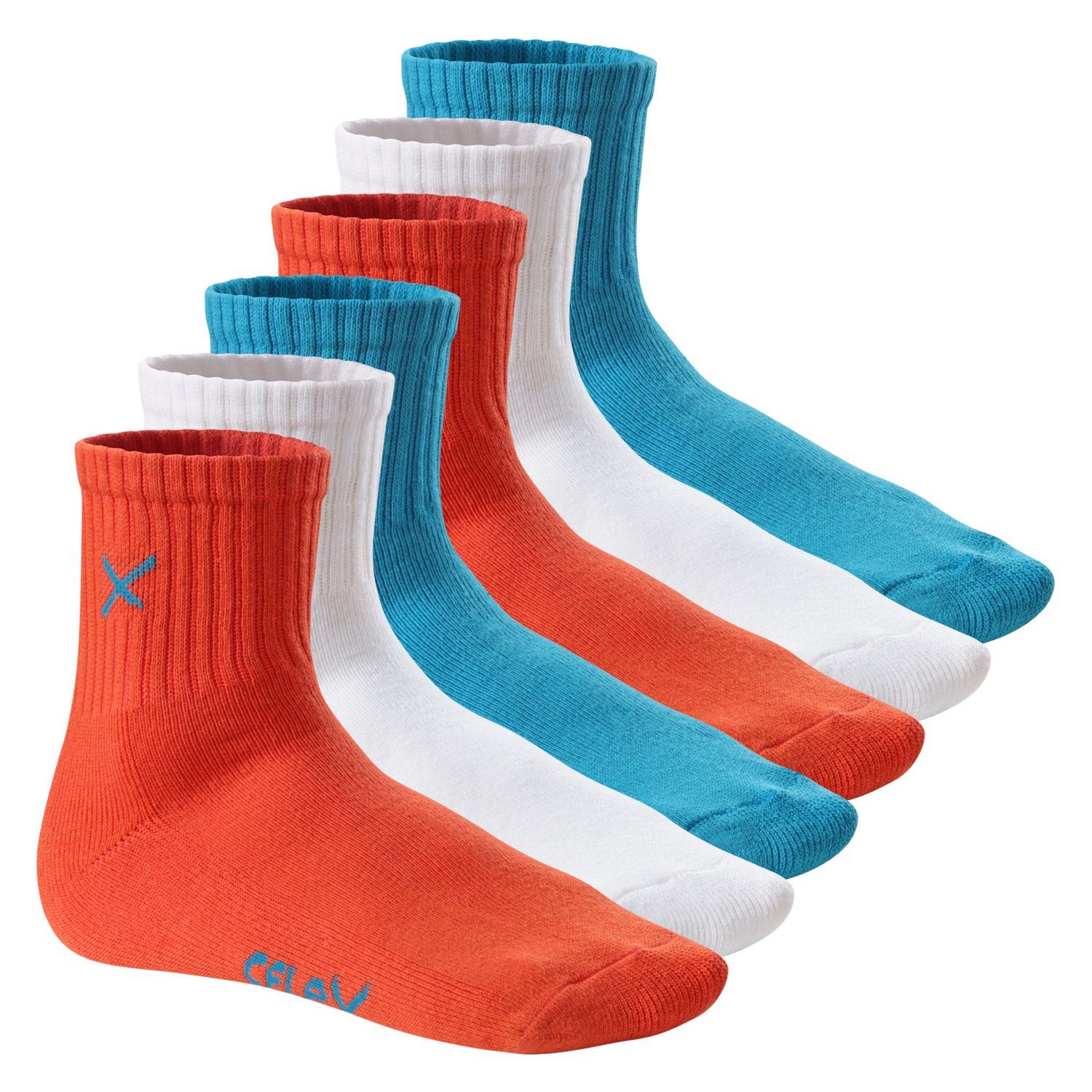 CFLEX Sportsocken Lifestyle Damen & Herren Short Crew Socks (6 Paar) Blue Coral Mix