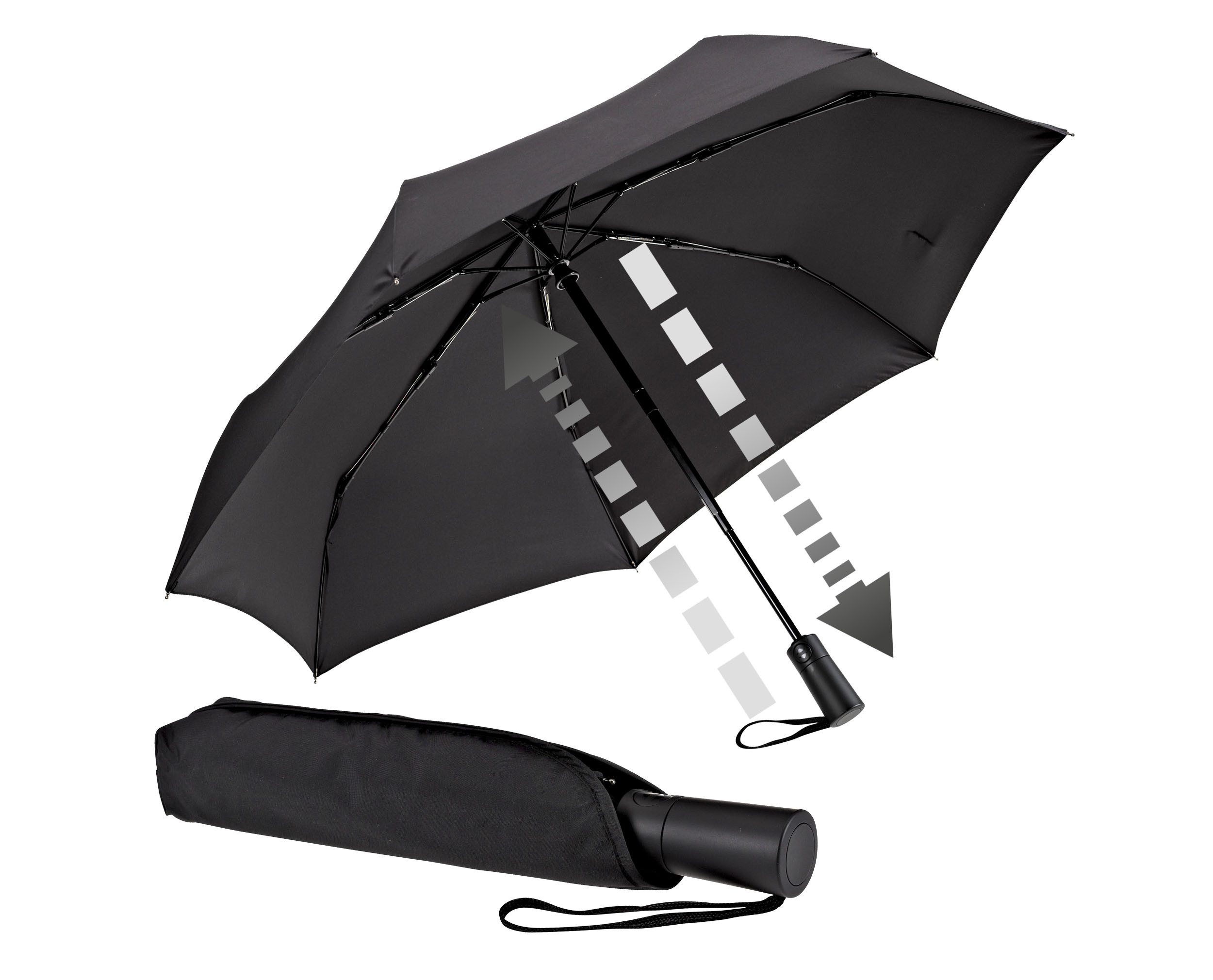 EuroSCHIRM® Taschenregenschirm Automatik 3020, schwarz, Automatik, günstig online kaufen