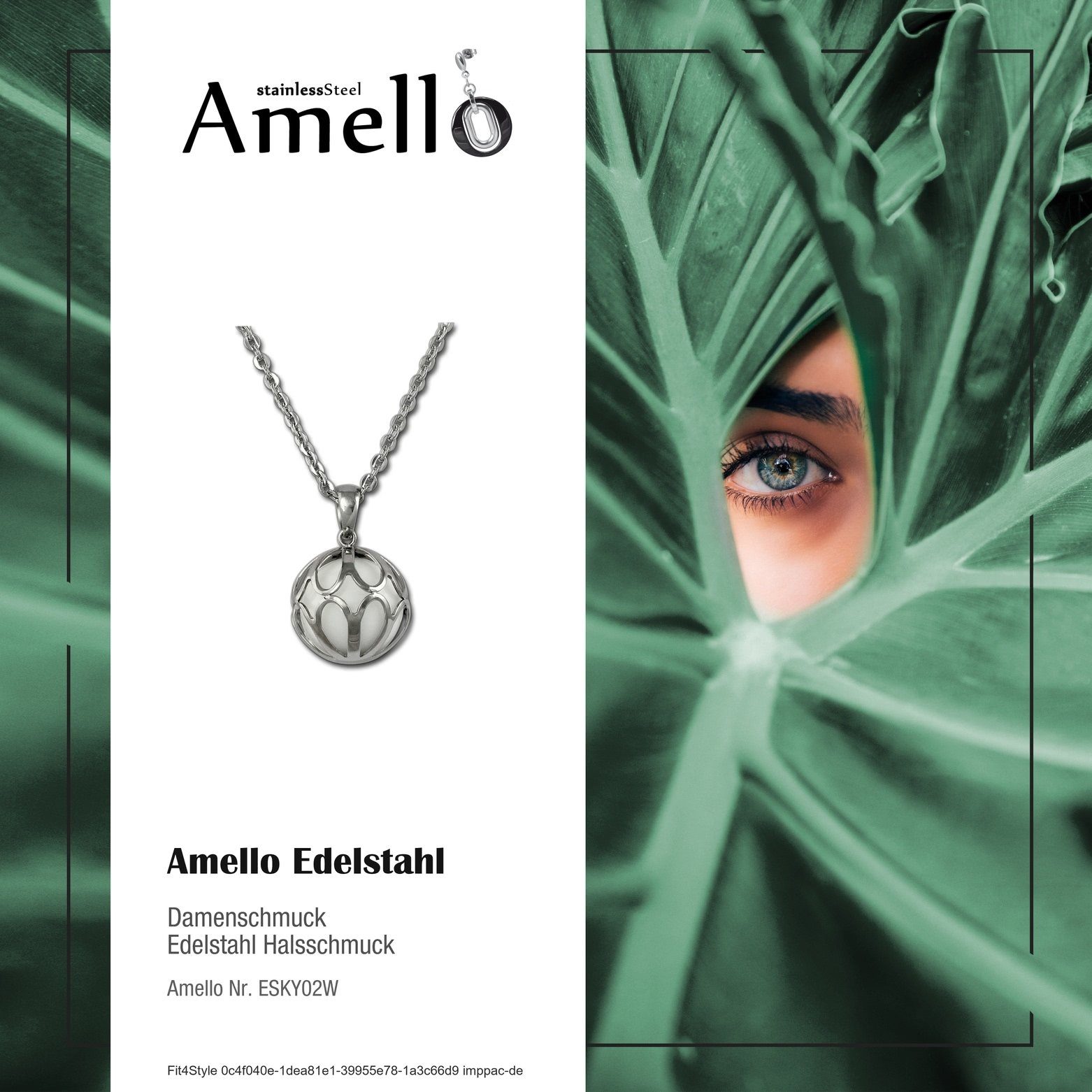 Amello Edelstahlkette Amello Kugel Ornament Halskette silber (Halsketten, H günstig online kaufen