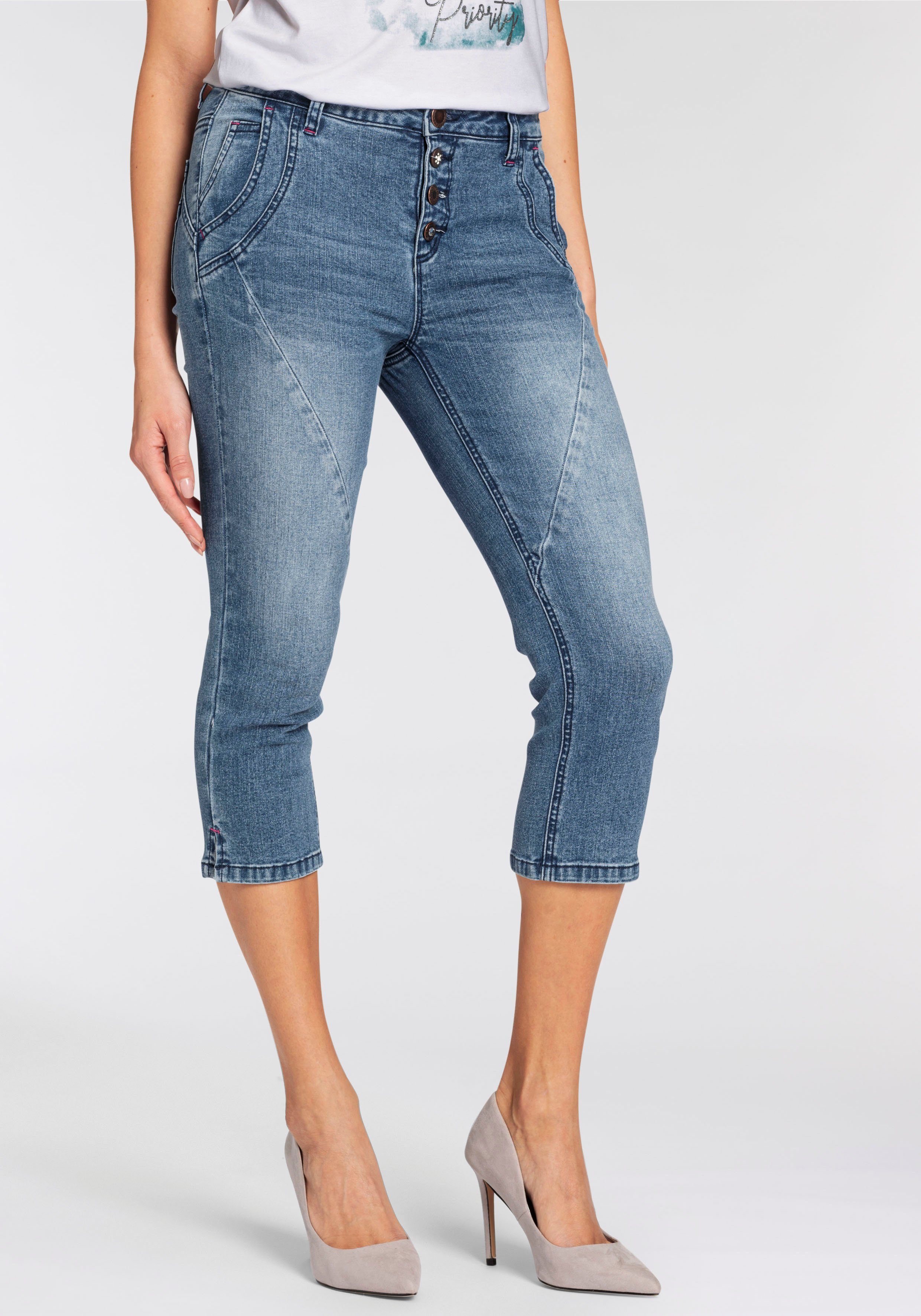 Boysen's Caprijeans mit glitzernden Zierknöpfen - günstig online kaufen