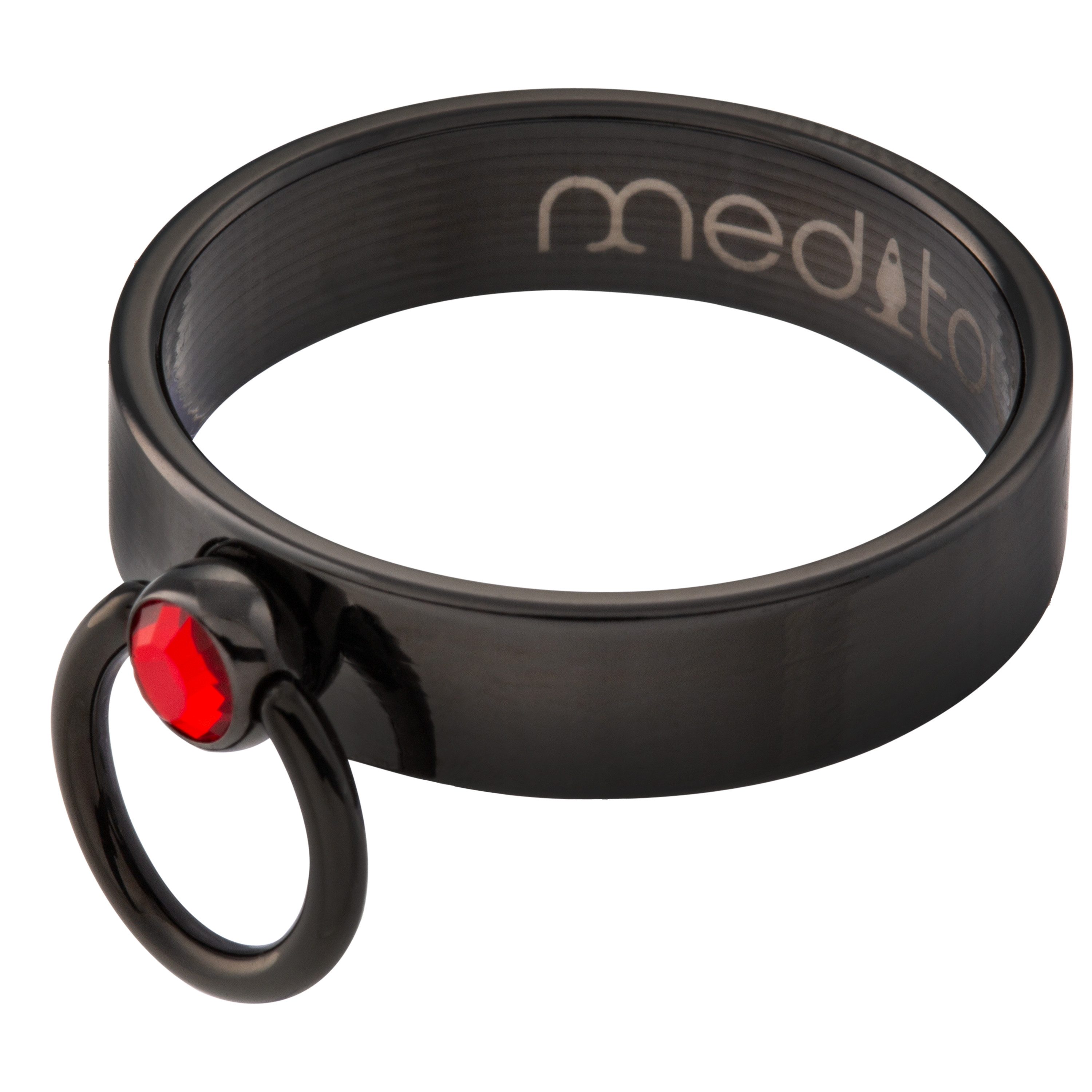 meditoys Fingerring meditoys - 'Ring der O' mit Original geschl. Kristall (PVD Black)