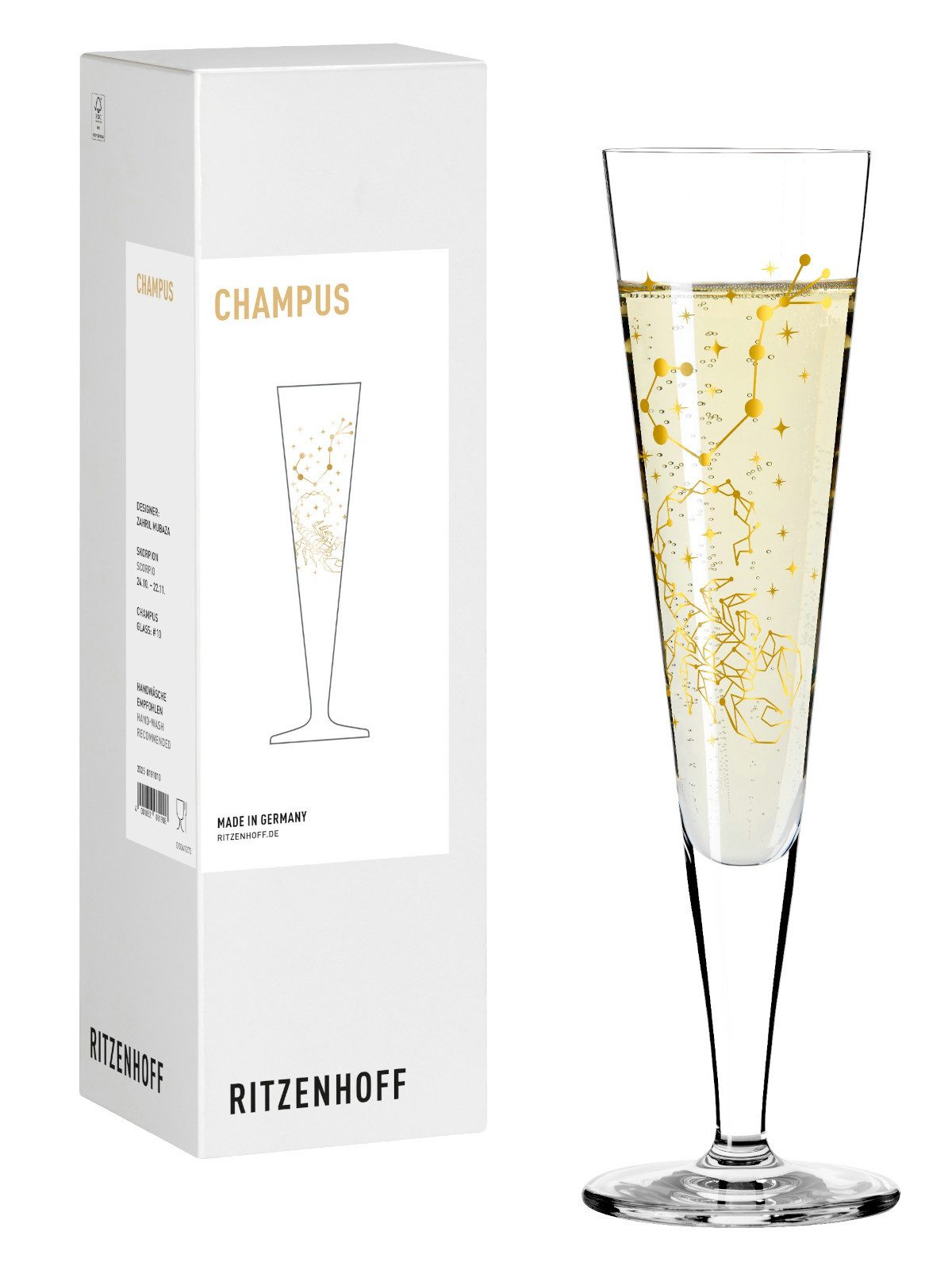 Ritzenhoff Champagnerglas Champagnerglas #10 Skorpion (Z. Mubaza) H25, Kristallglas