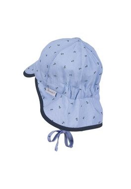 Sterntaler® Strickmütze Schirmmütze Nacken (1-St., Mütze mit Schirm, Bindeband, Ohrenklappen und Nackenschutz) Kindermütze Baumwollmischgewebe mit kleinen Sternen
