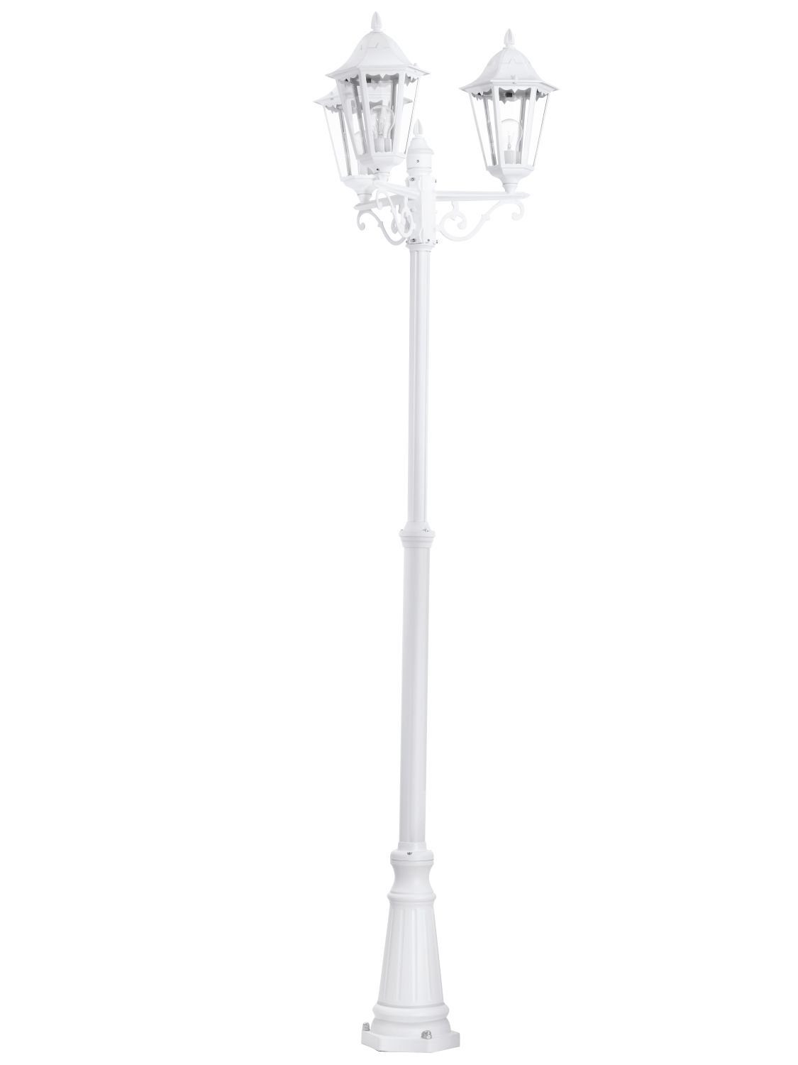 Licht-Erlebnisse Außen-Stehlampe NAVEDO, ohne Leuchtmittel, Kandelaber IP44 E27 220 cm Weiß Glas Aluminium Rustikal Laterne Haus