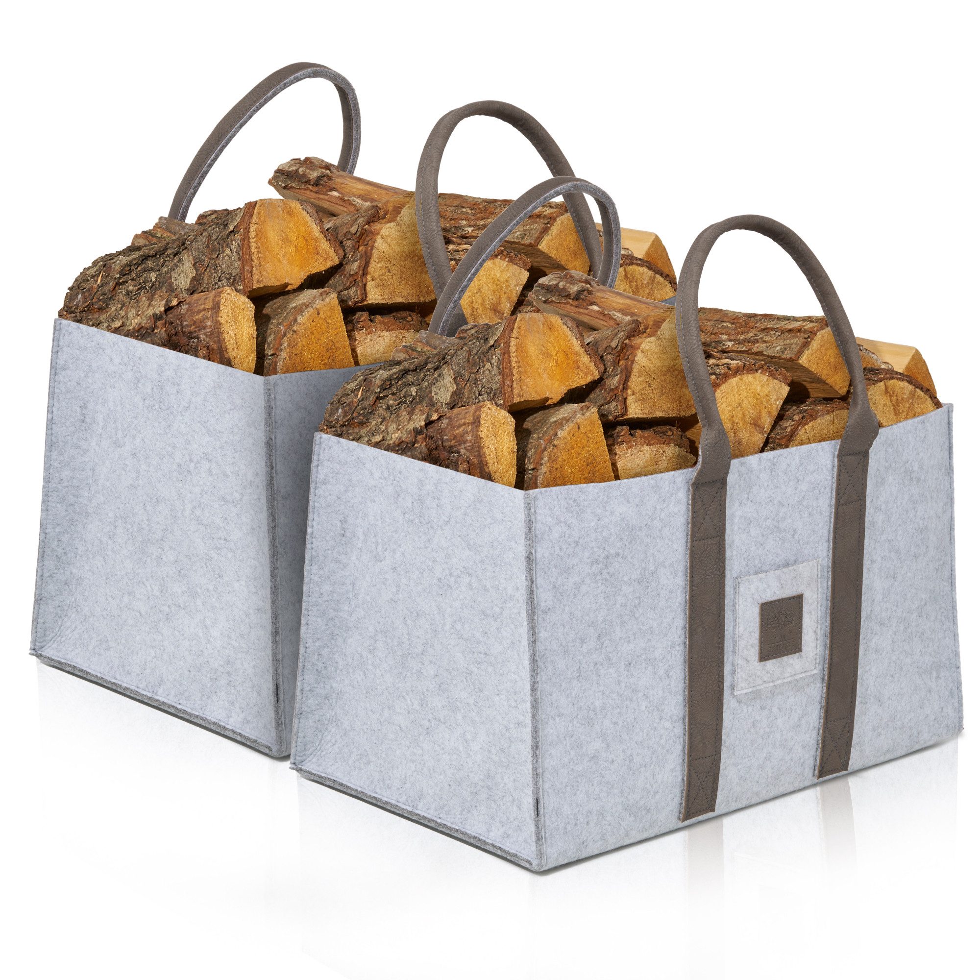 OAKAGE Kaminholzkorb Allzweckkorb Holzkorb für Kaminholz Feuerholzkorb Kaminkorb Filzkorb (2er-Set), Aufbewahrungstasche für Schlüssel oder Freuerzeug