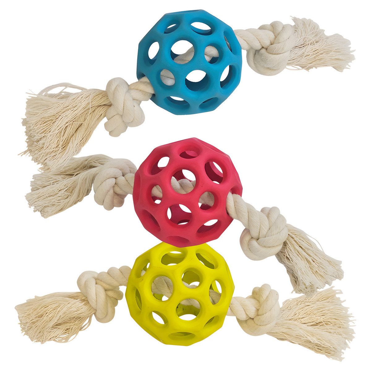 Nobby Tierball Hundespielzeug Gitterball mit Seil aus Vollgummi