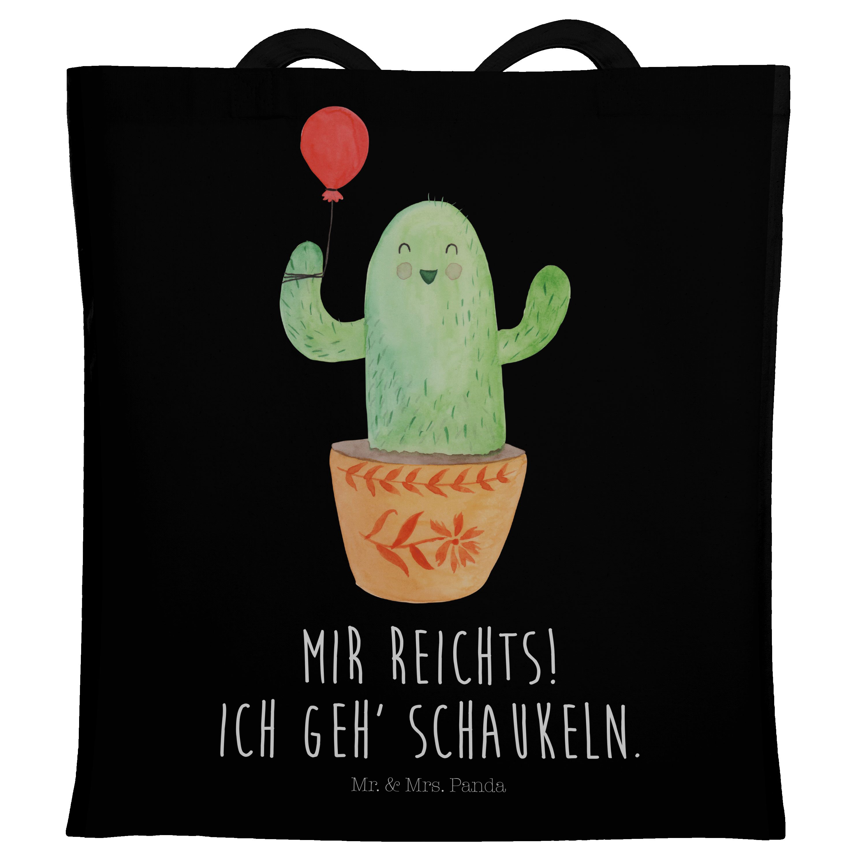Mr. & Mrs. Panda Tragetasche Kaktus Luftballon - Schwarz - Geschenk, Einkaufstasche, Beutel, Beute (1-tlg)
