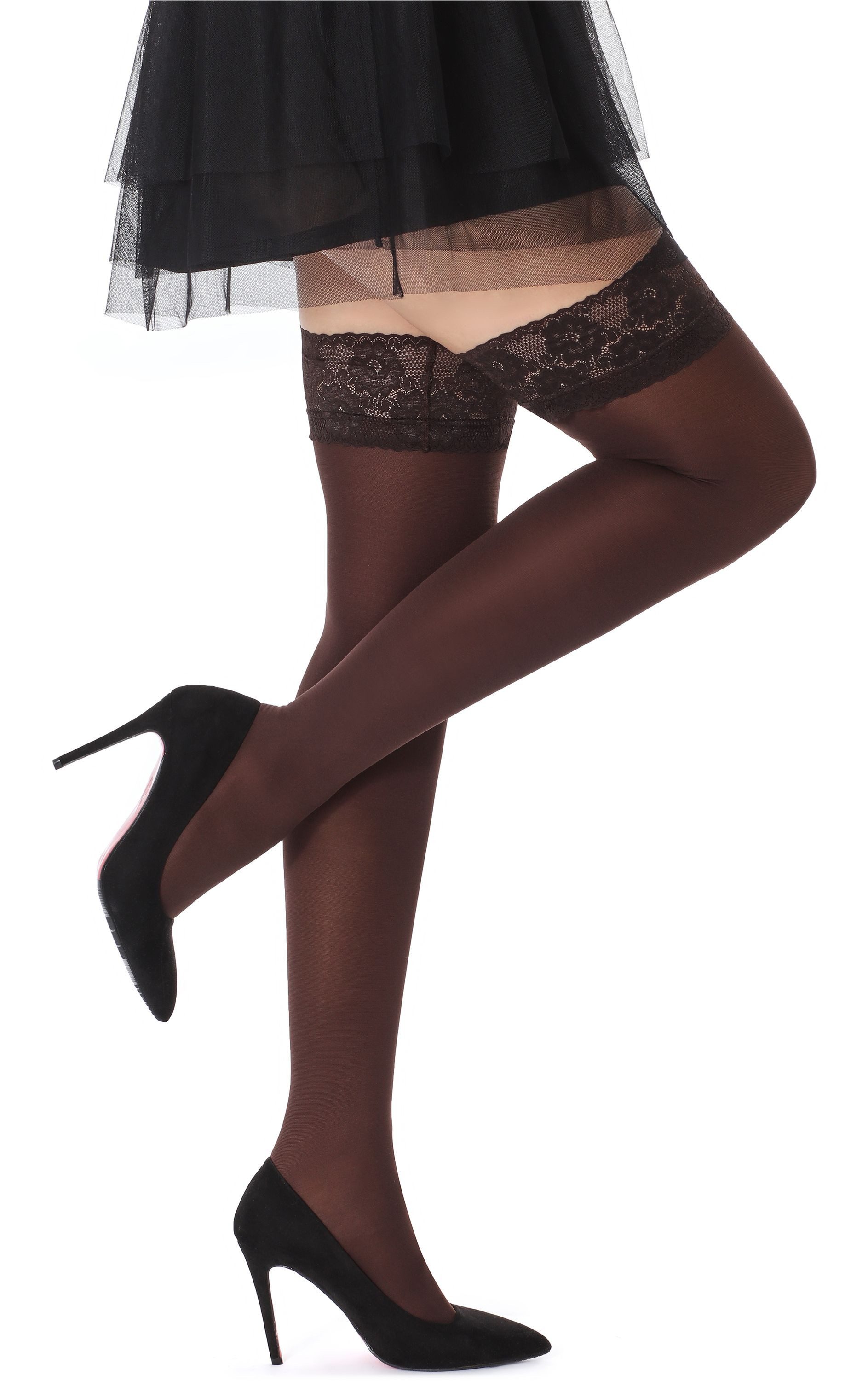 Bellivalini Halterlose Strümpfe Damen Halterlose Strümpfe mit Spitze 2 Pack 40 DEN BLVFI1004