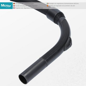 McFilter Staubsaugerschlauch (4 Meter) Schlauch mit Handgriff geeignet für Kärcher WD, MV, A, Serie, SE Staubsauger, leicht, flexibel, formstabil, wendig