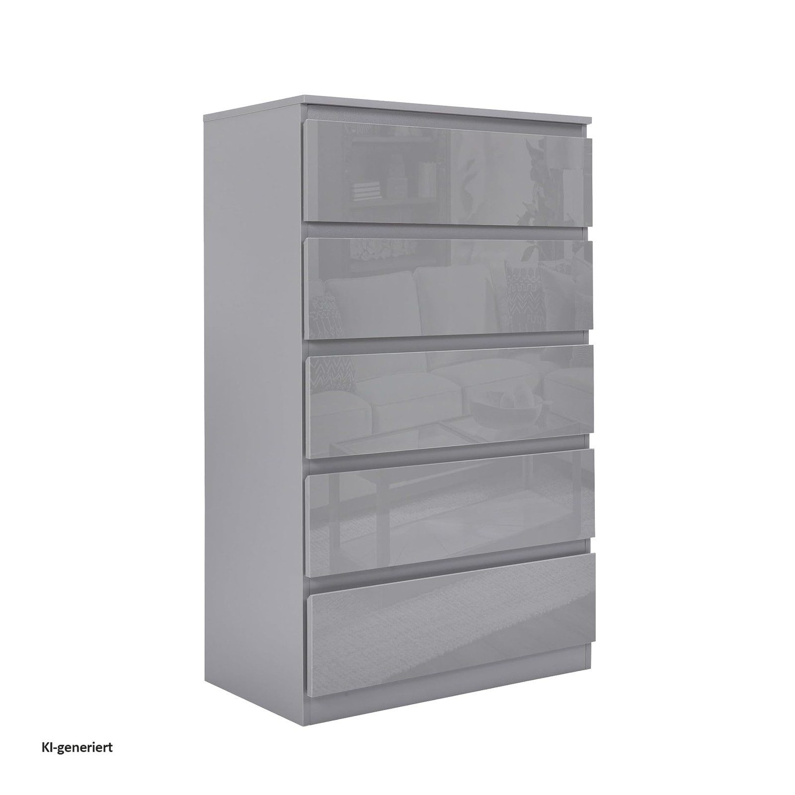 HTI-Living Kommode Kommode Kenji 5 Schubladen Hochglanz Grau (Stück, 1 St., 1 Kommode), Sideboard