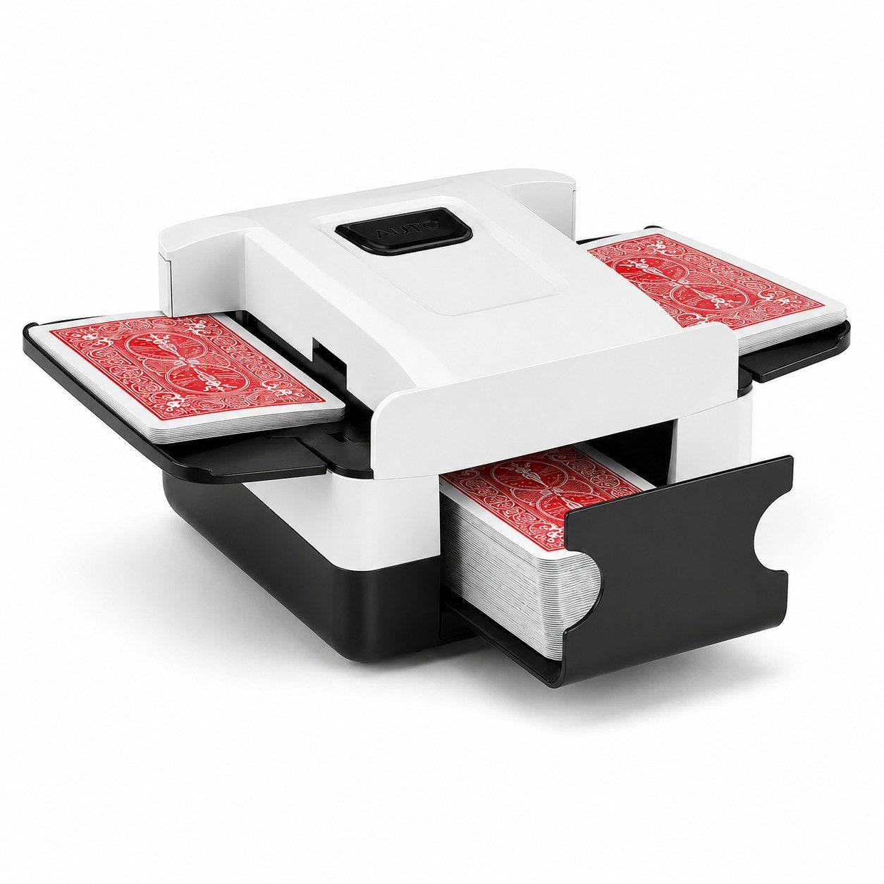 Tekoo Spiel Elektrische Kartenmischmaschine automatisch, USB-C Akku, 1-2 Decks, Elektrischer Kartenmischer, Faltbare Seitenflügel, geräuscharm, für Uno und Poker geeignet