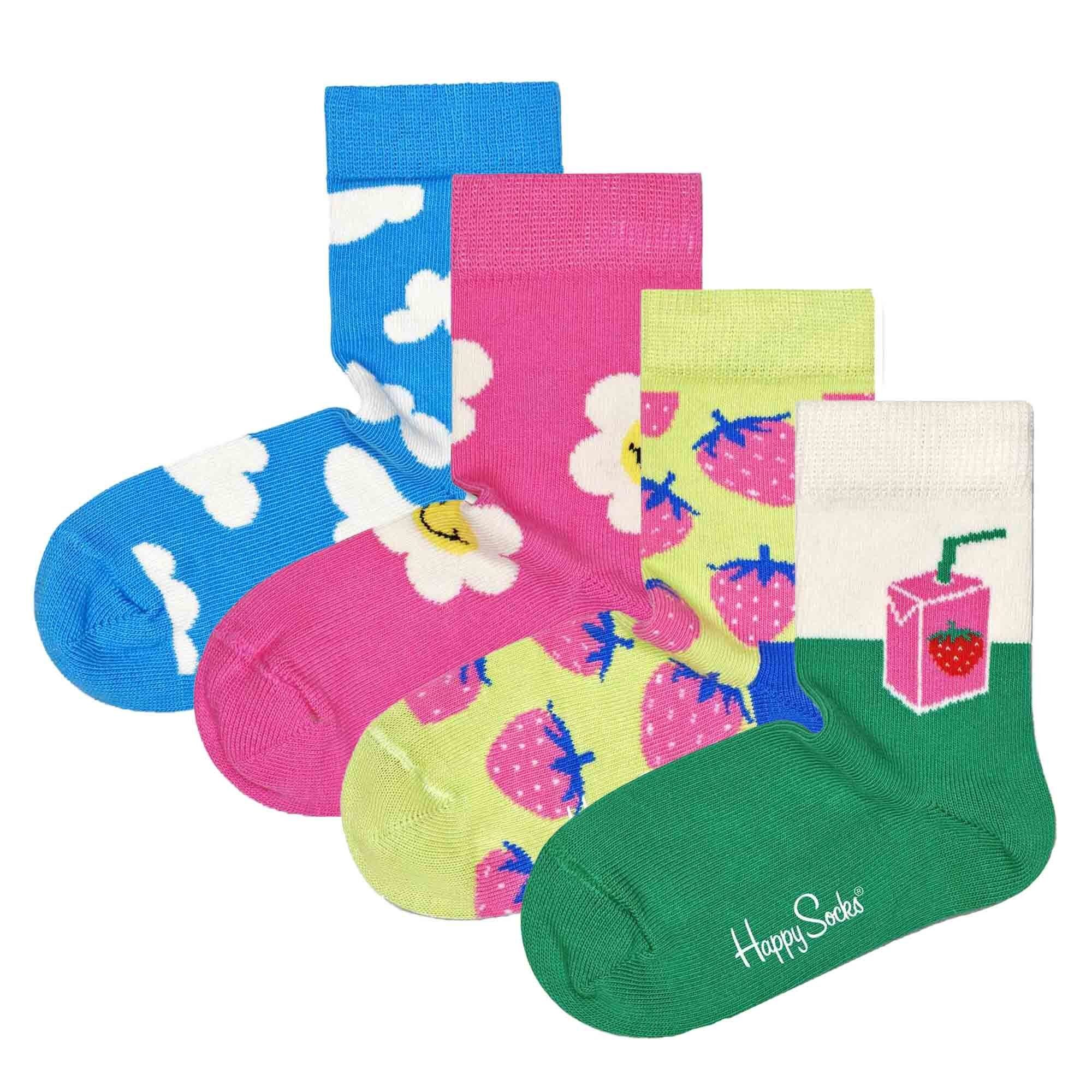 - mit Tragekomfort Socks Kinder Happy Freizeitsocken Geschenkbox, unisex, Socken 4er Hoher Bio-Baumwolle Pack