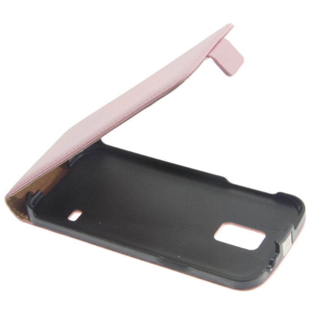 Handytasche Slim Leder Flip Handyhülle für Galaxy S5 Mini Rosa Schutz Tasche (Flip Cover)