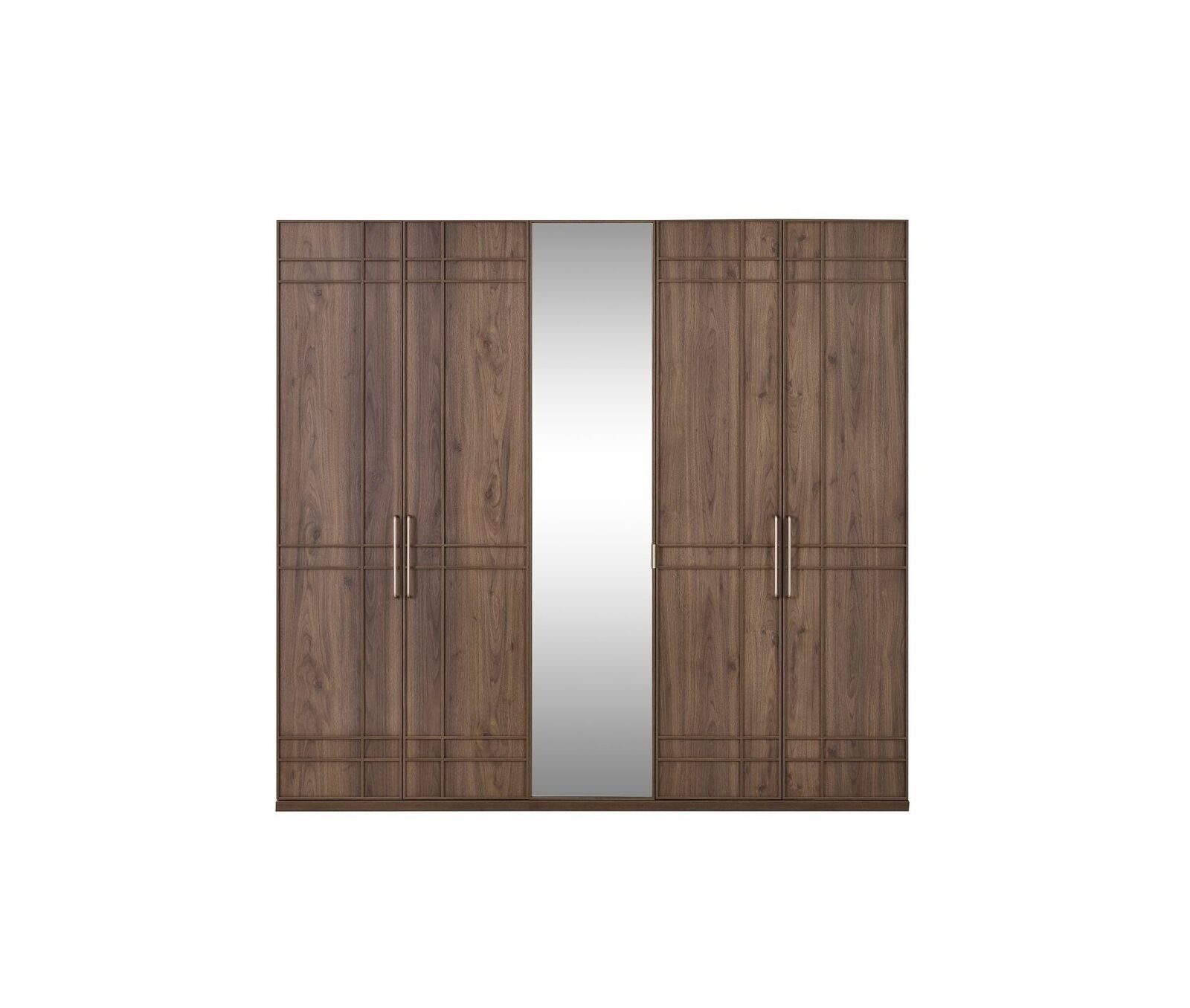 JVmoebel Kleiderschrank 5 Türen Made in Spiegel Schlafzimmerschrank Kleiderschrank (Kleiderschrank) Braun Europe Schrank Holz
