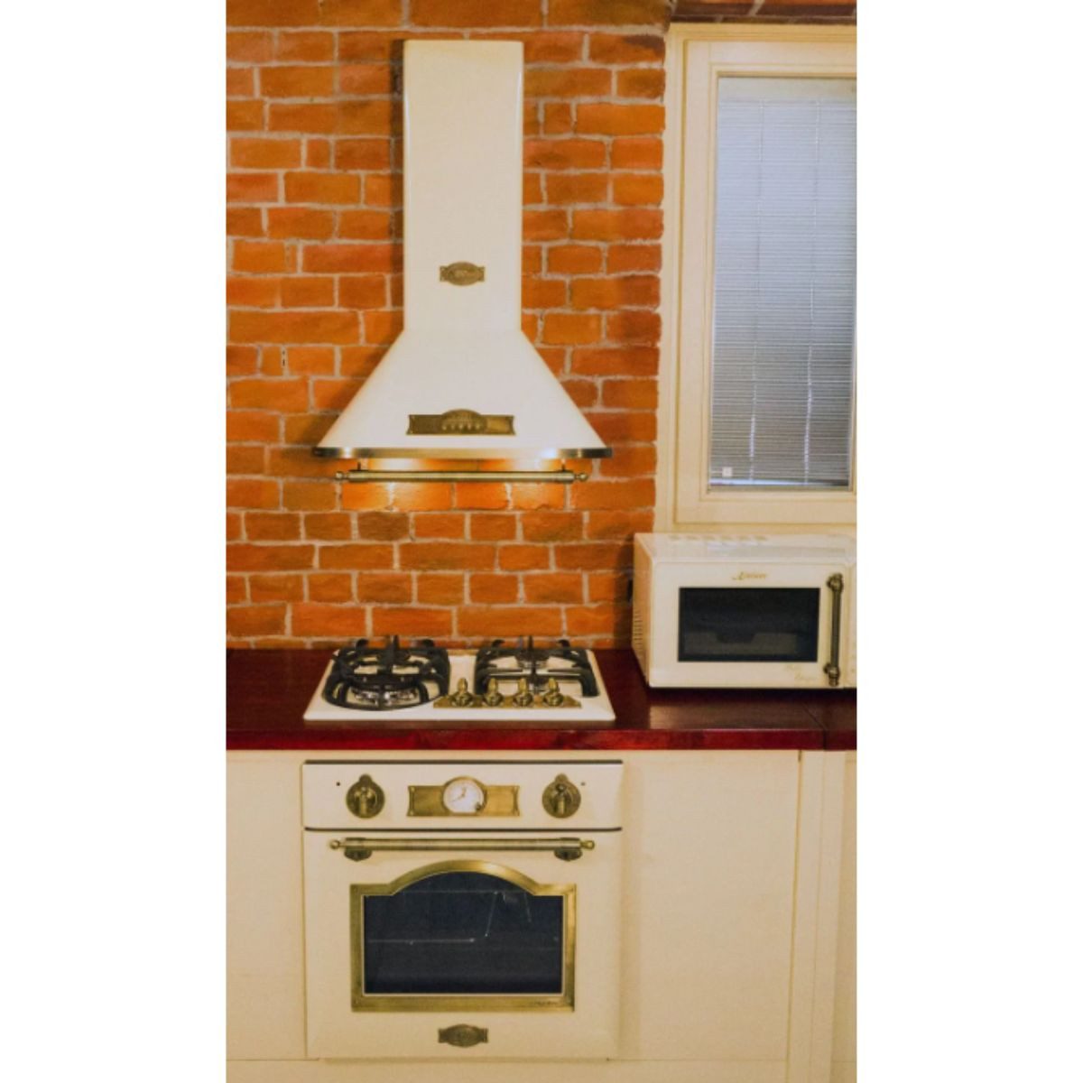 Kaiser Küchengeräte Backofen-Set Kaiser Empire Retro Küchenset Elfenbein A6315+EH6355+KG6325, Katalytische, Haube, Gasherd, Backofen-Set