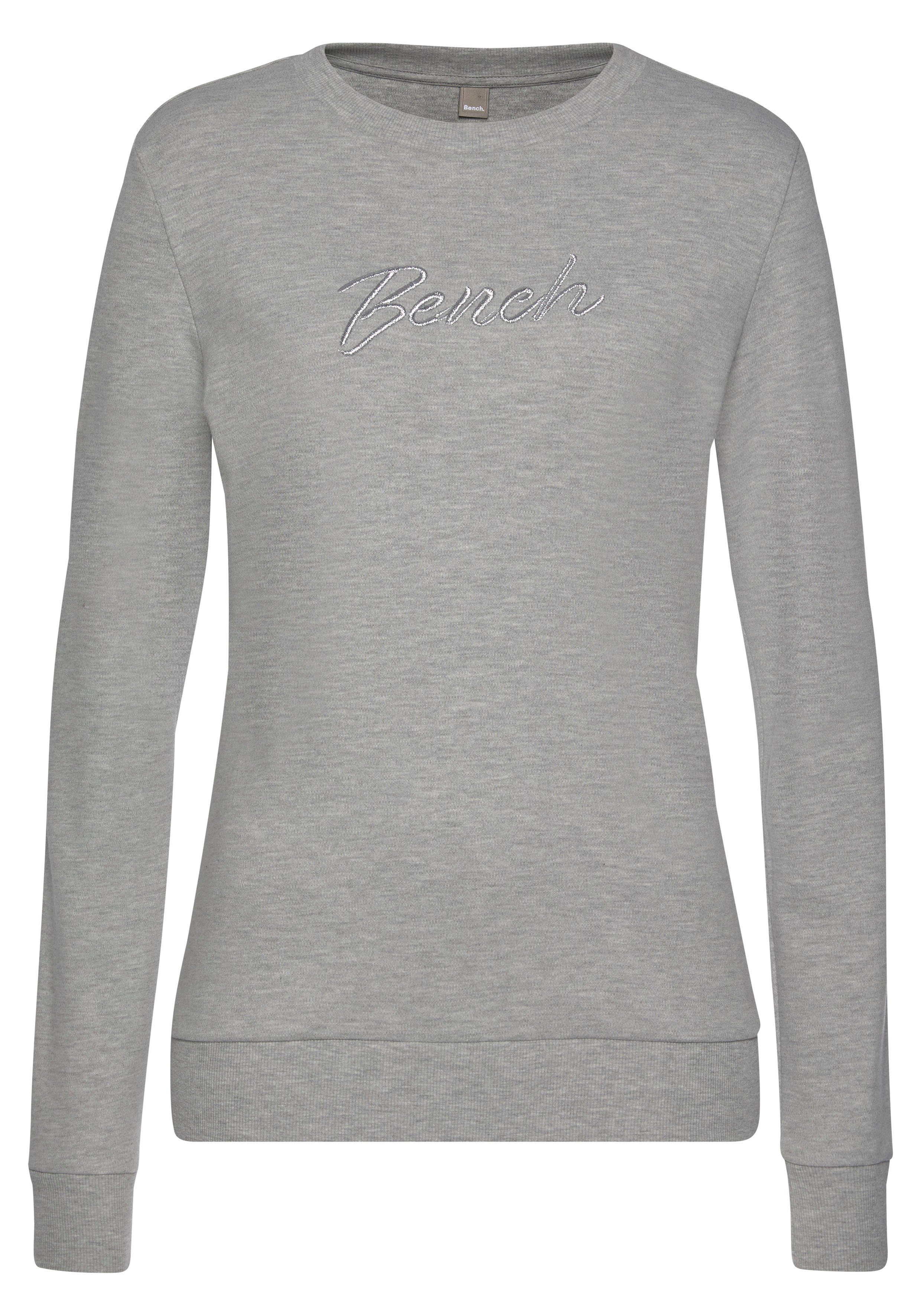 Loungewear Loungeshirt Sweatshirt mit hellgrau-meliert Logostickerei, Loungewear, Bench. Loungeanzug