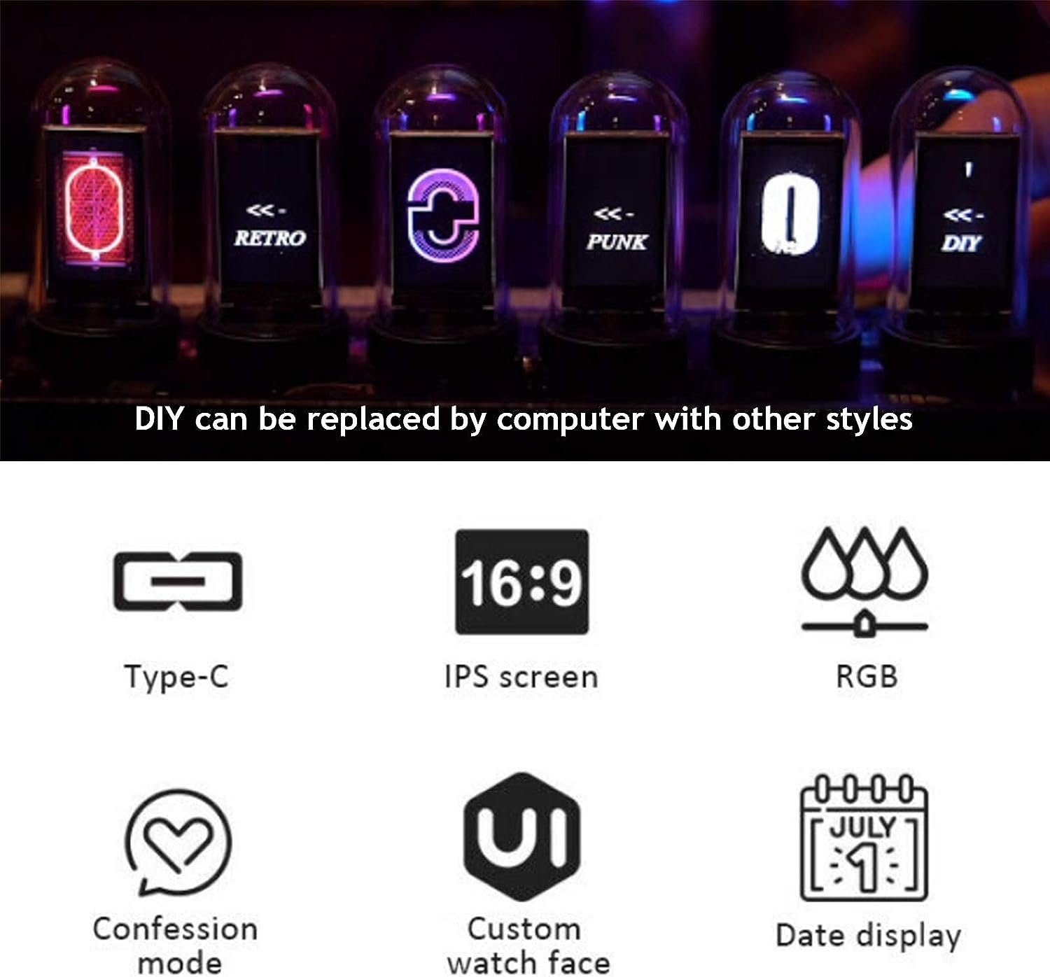 Moderne 8 Bit LED Röhren Uhr WIFI Timing Wohnkultur Uhr Tube