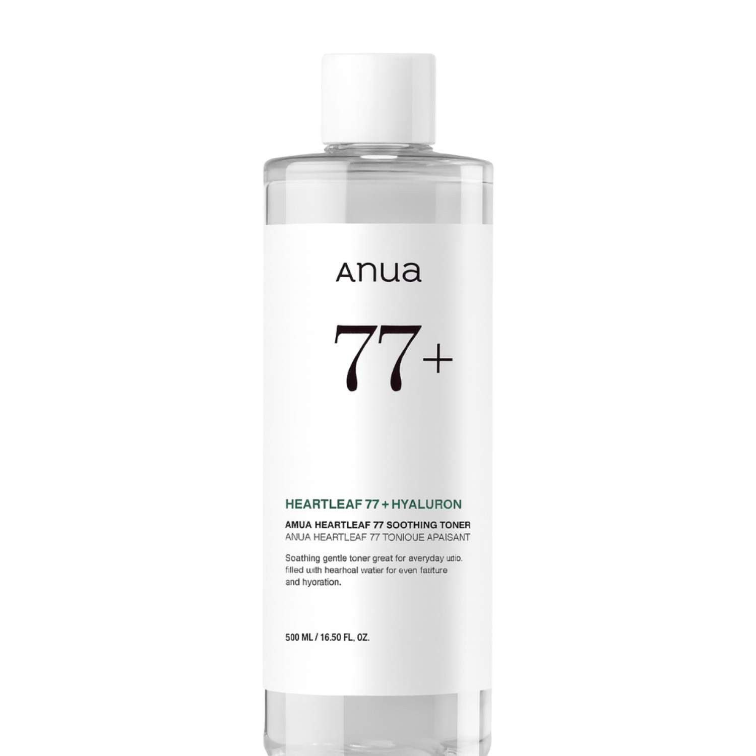 Anua Toner Heartleaf 77% Soothing Toner 500 ml – beruhigendes Gesichtswasser für empfindliche Haut mit Houttuynia Cordata, Centella Asiatica & Panthenol, feuchtigkeitsspendender, sanfter Toner zur Pflege