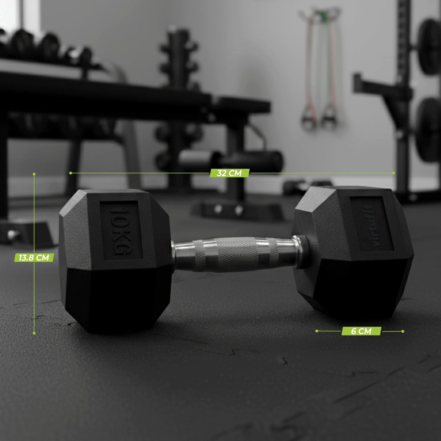 VirtuFit Kompakthantel VirtuFit Hexa Kurzhantel Pro 10 kg Hantel mit Anti-Roll-Design