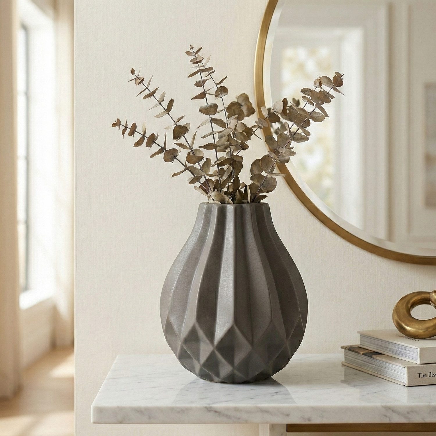 alesvelt Dekovase NORA Moderne hochwertige Keramik Vase Ø22,5X25,5 CM Grau (1-stk)